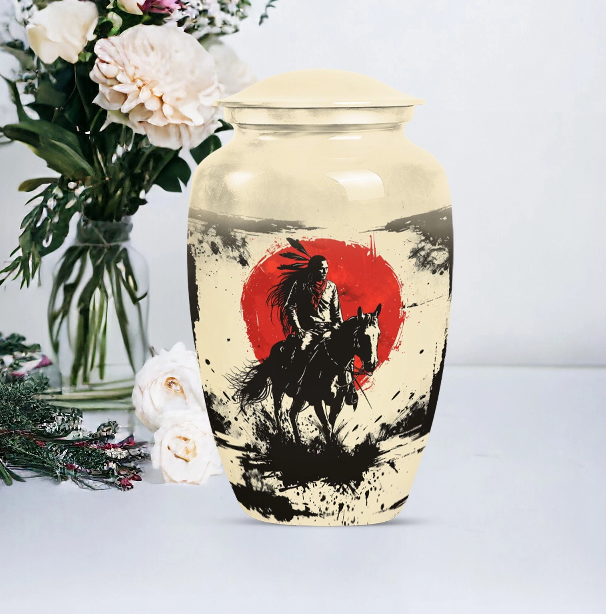Abstract Native American Memorial Urn - Container For Human Ashes