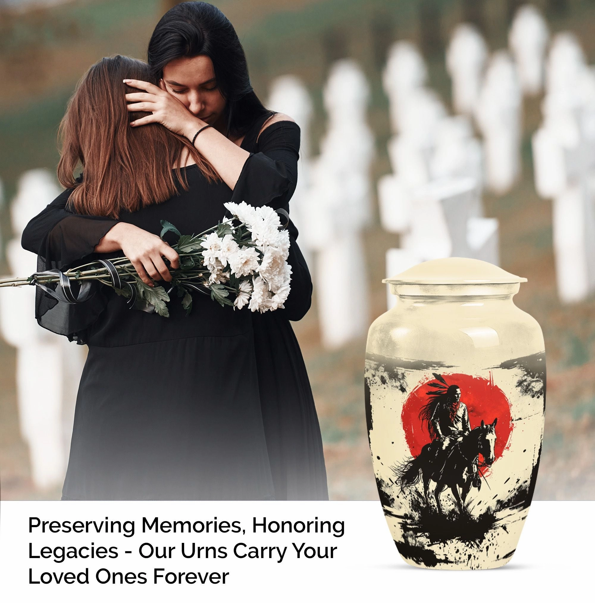 Abstract Native American Memorial Urn - Container For Human Ashes