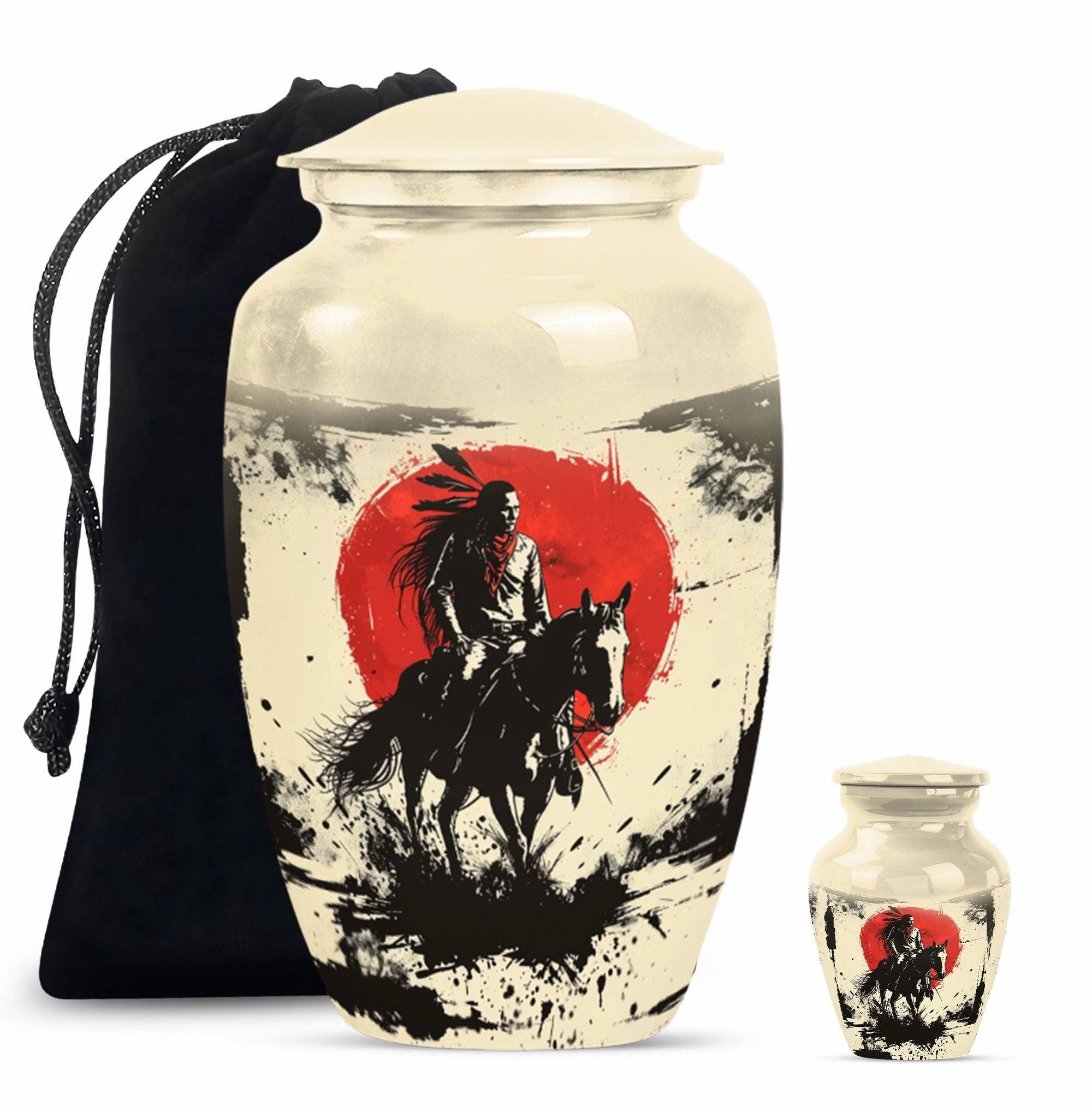 Abstract Native American Memorial Urn - Container For Human Ashes