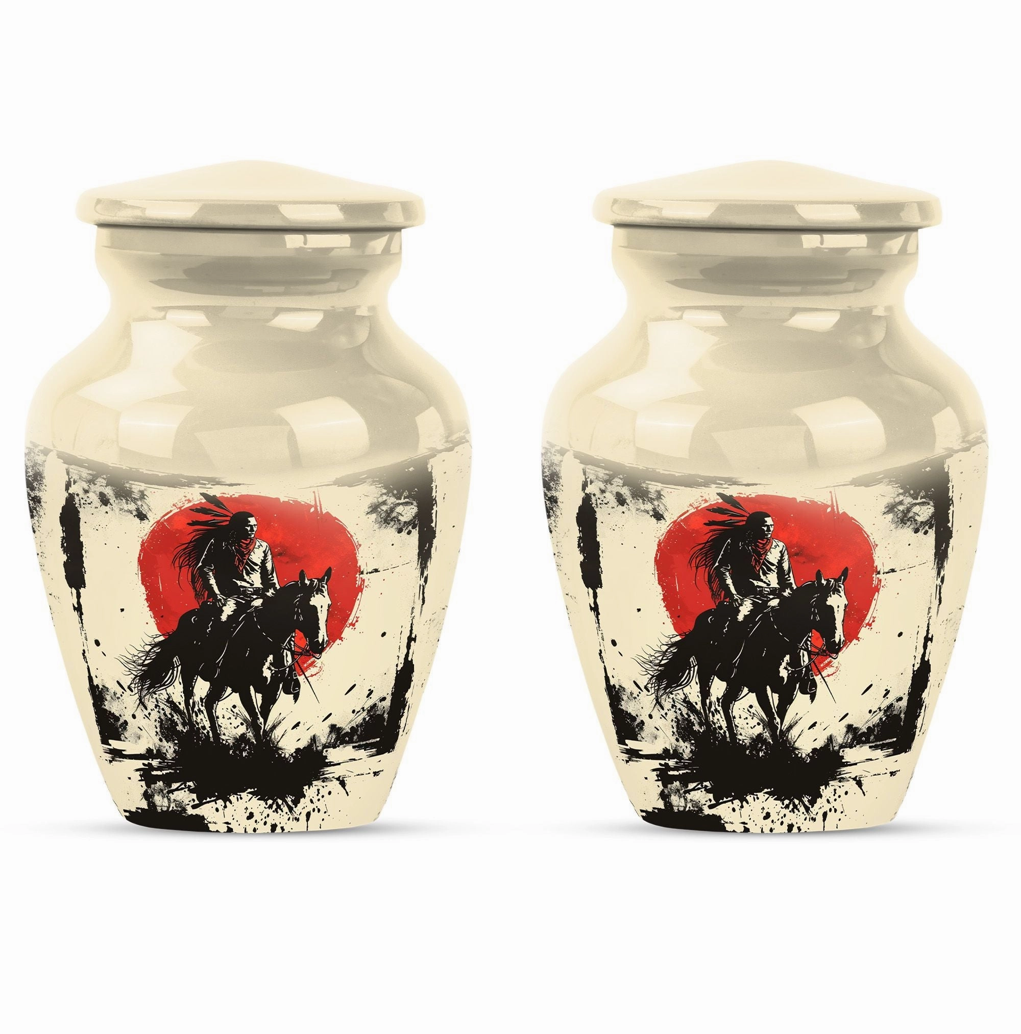 Abstract Native American Memorial Urn - Container For Human Ashes