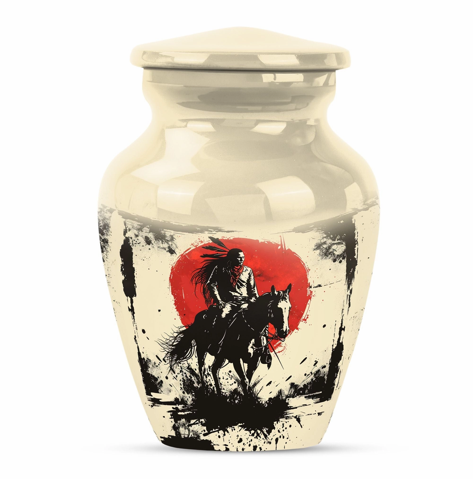 Abstract Native American Memorial Urn - Container For Human Ashes