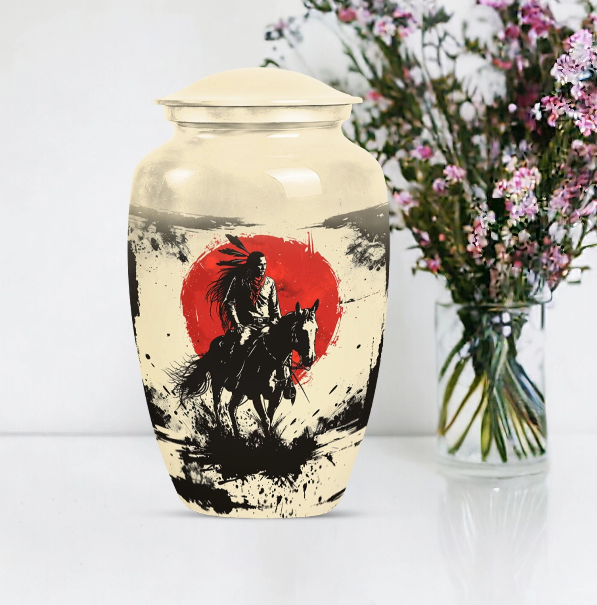 Abstract Native American Memorial Urn - Container For Human Ashes