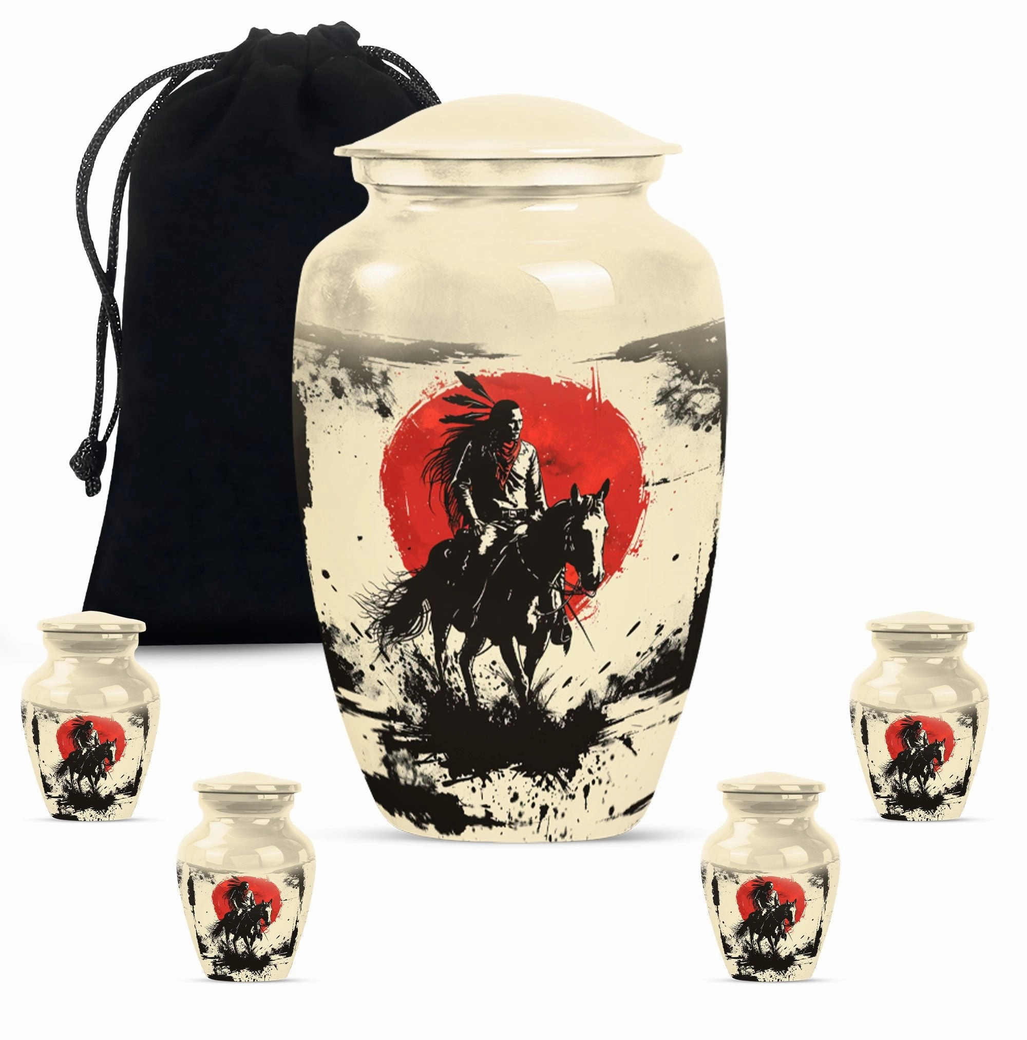 Abstract Native American Memorial Urn - Container For Human Ashes