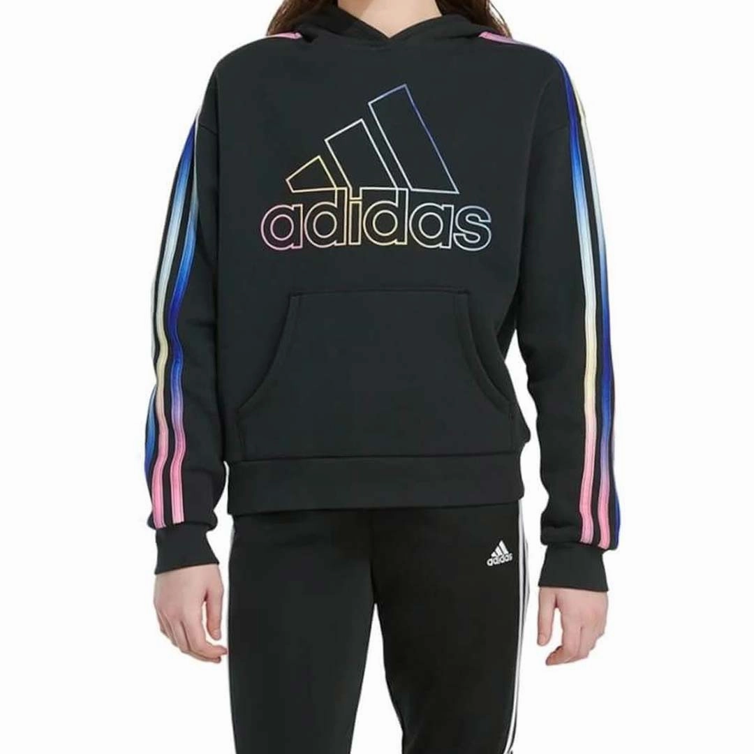 adidas - Girls' (Junior) Multi 3 Stripe Fleece Hoodie (GA8211)
