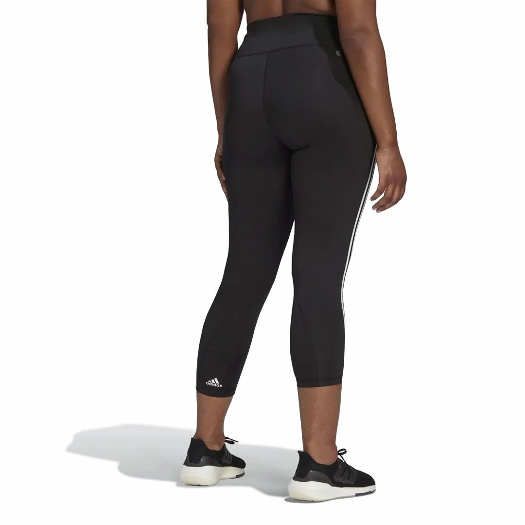 adidas - Women's Optime Trainicons 3-Stripes 7/8 Leggings (Plus Size) (H64212)
