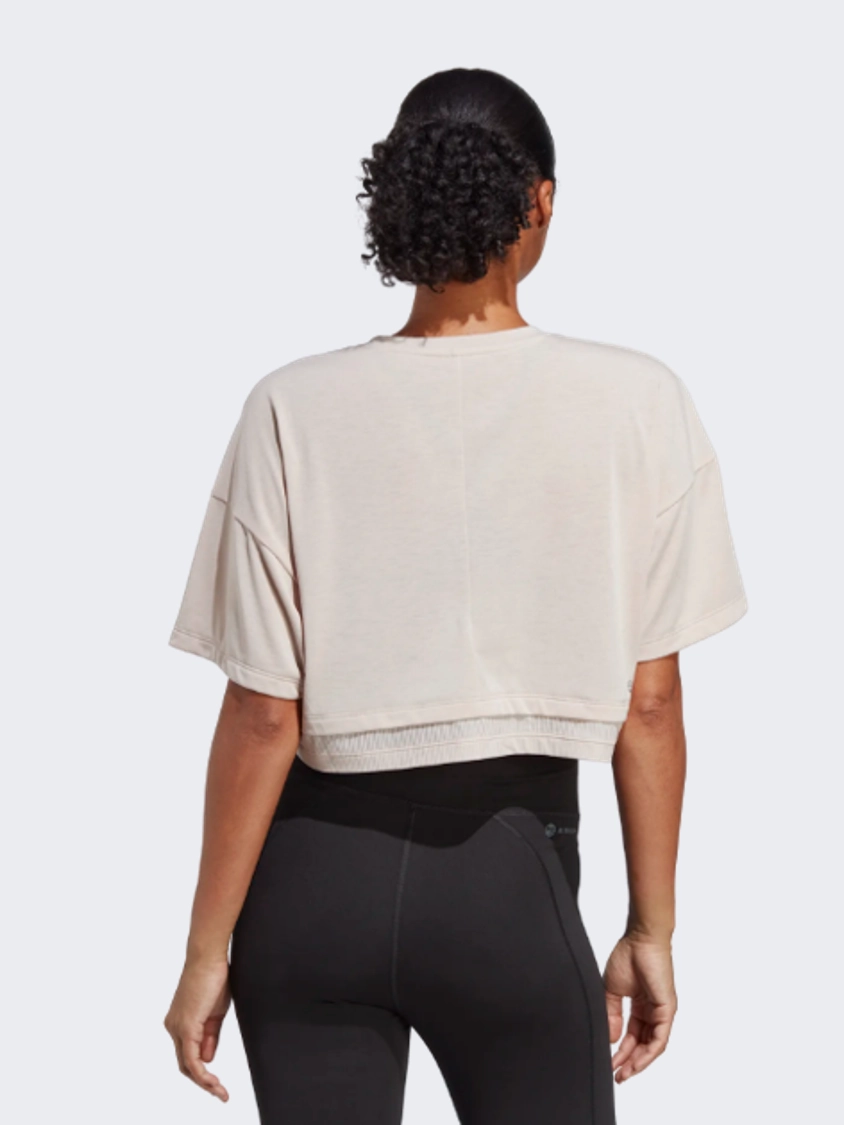 Adidas Dance Crop Women Training T-Shirt Wonder Taupe
