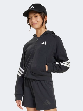 Adidas Future Icons 3 Stripes Kids-Girls Sportswear Hoody Black/White