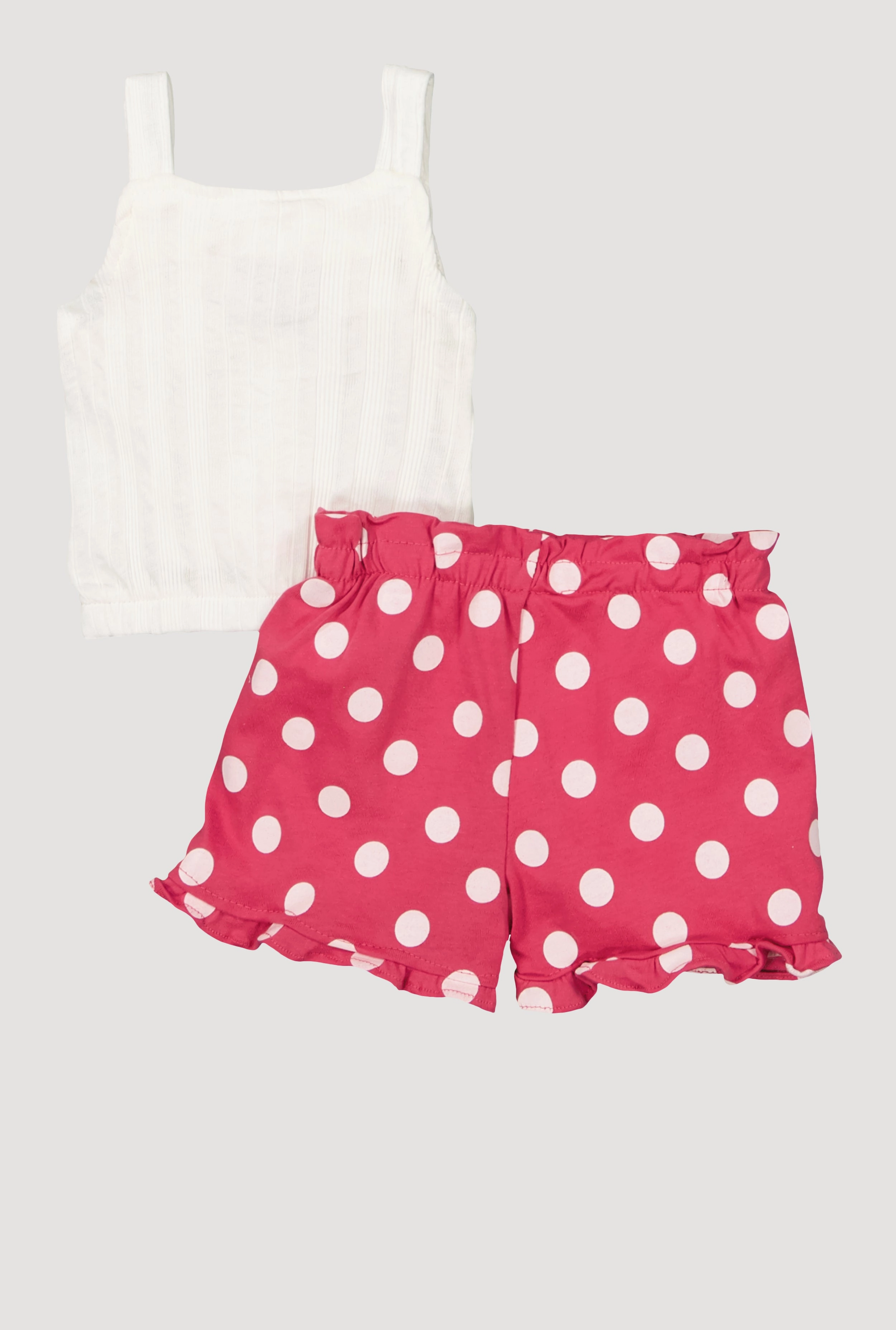 Baby Girls 12-24M Rib Knit Tank Top and Polka Dot Shorts