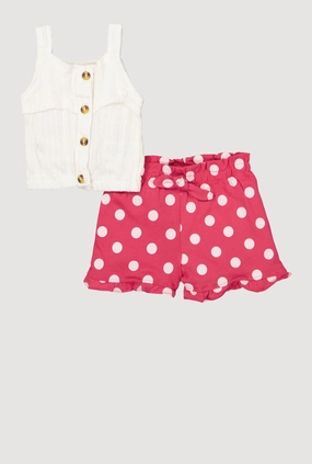 Baby Girls 12-24M Rib Knit Tank Top and Polka Dot Shorts