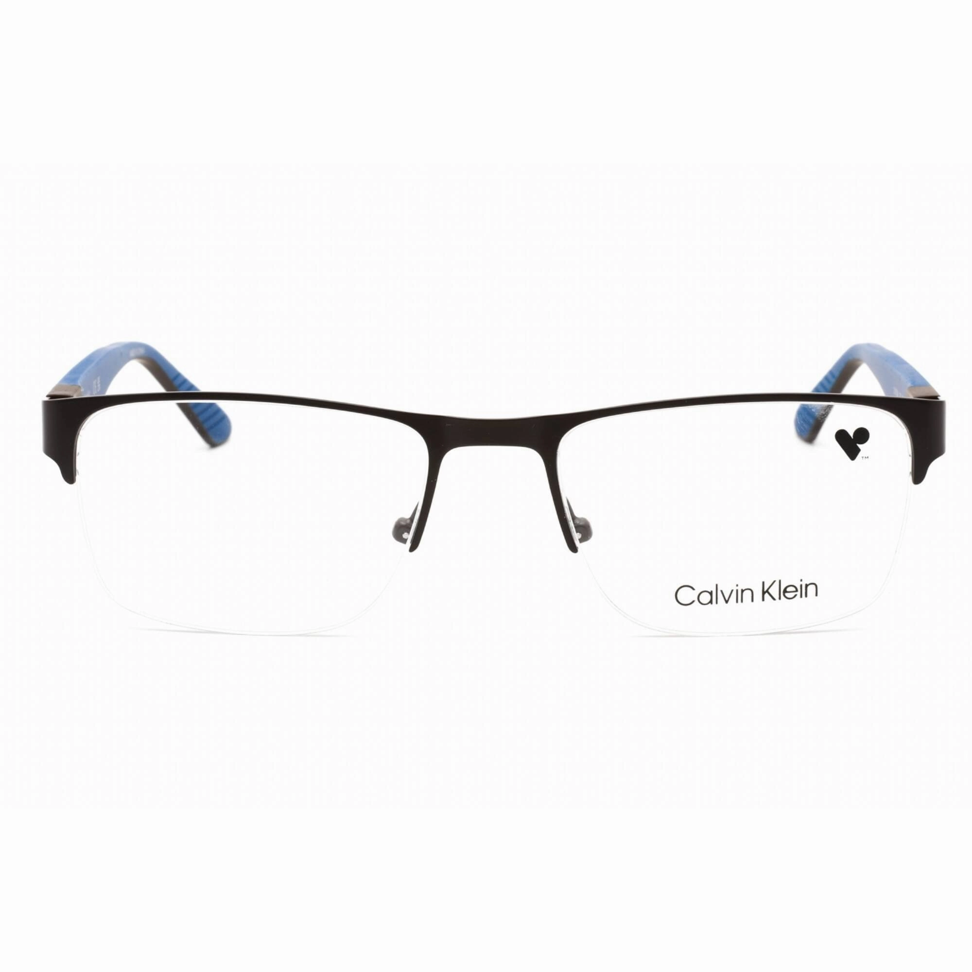 Calvin Klein Men's Eyeglasses - Matte Brown Half Rim Frame Clear Lens | CK21304 201