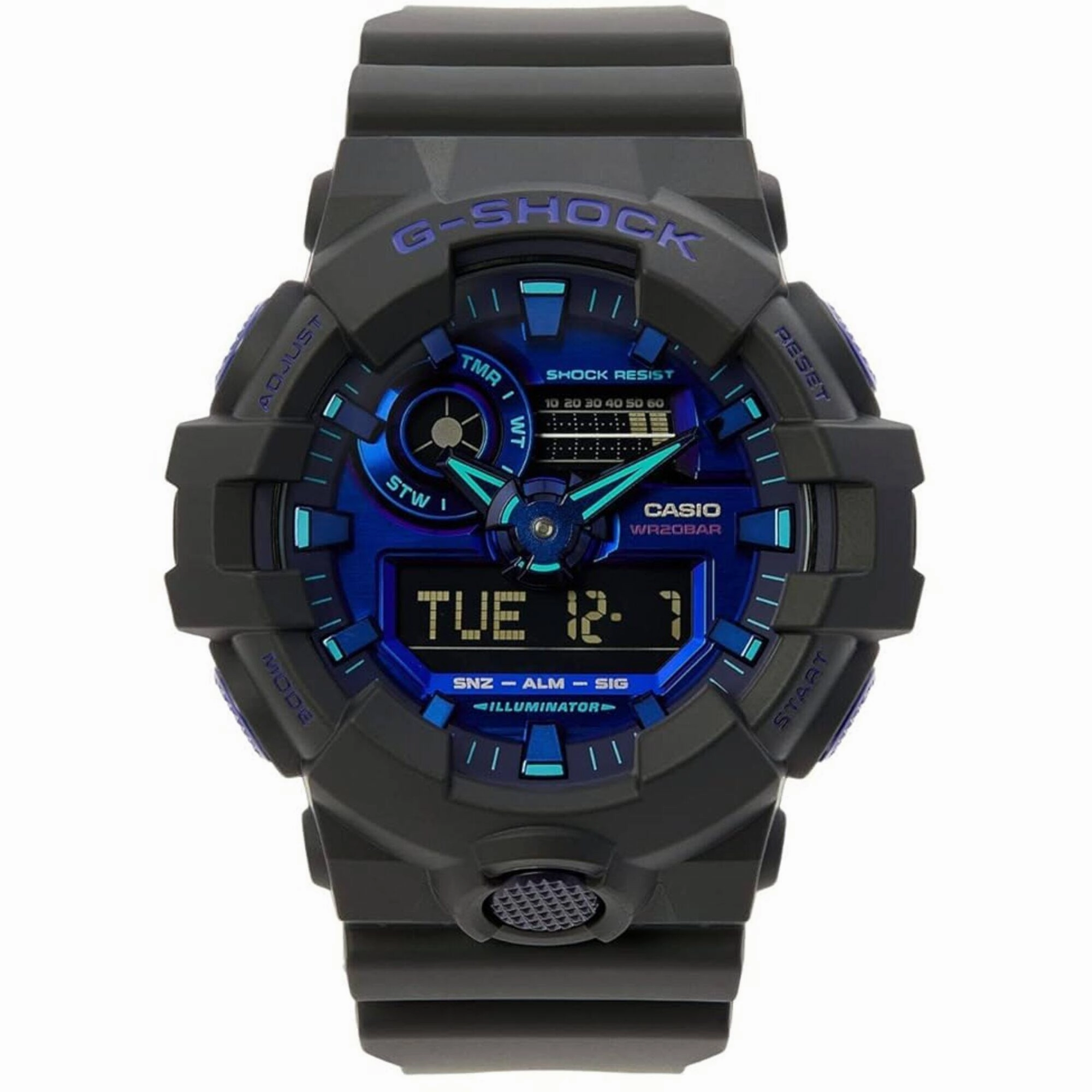 Casio Men's Ana Digi Watch - G-Shock Virtual Blue Series Black Strap | GA700VB-1A