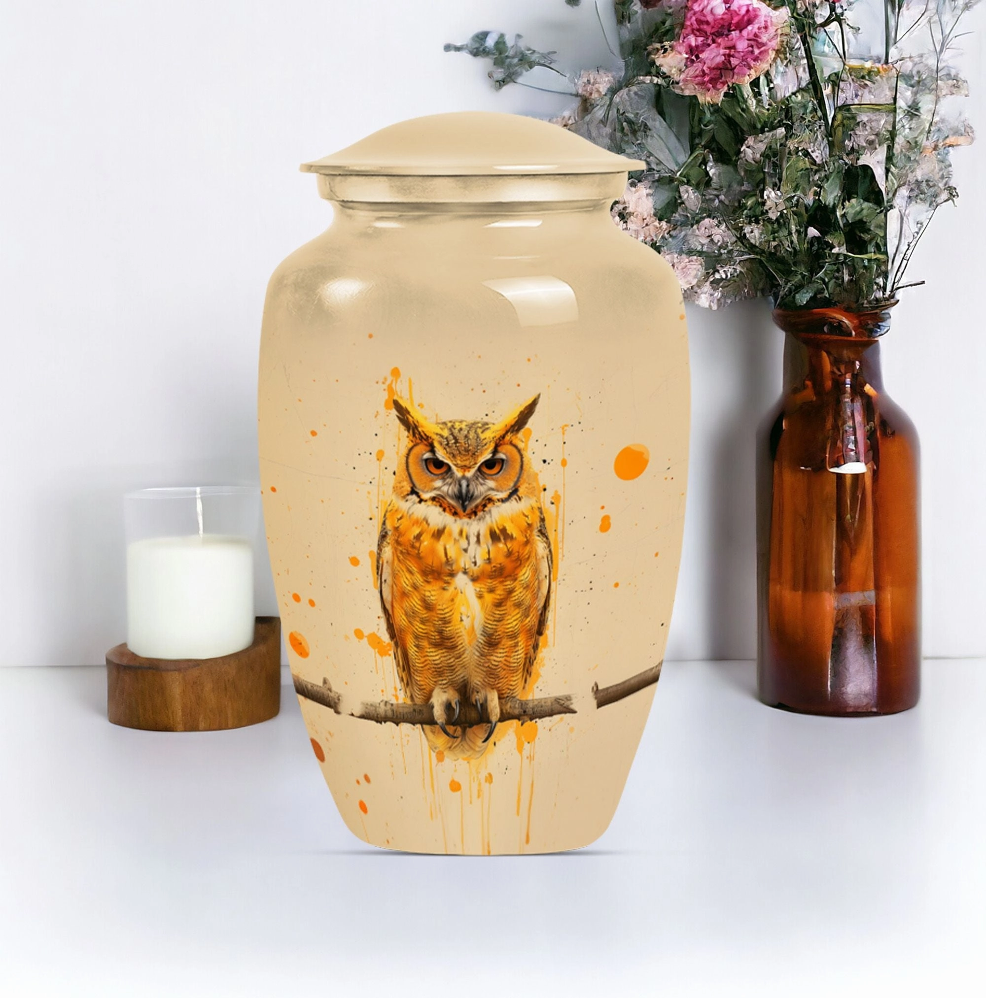 Classic Owl Cremation Urn for Adult Men's Cremation Ashes