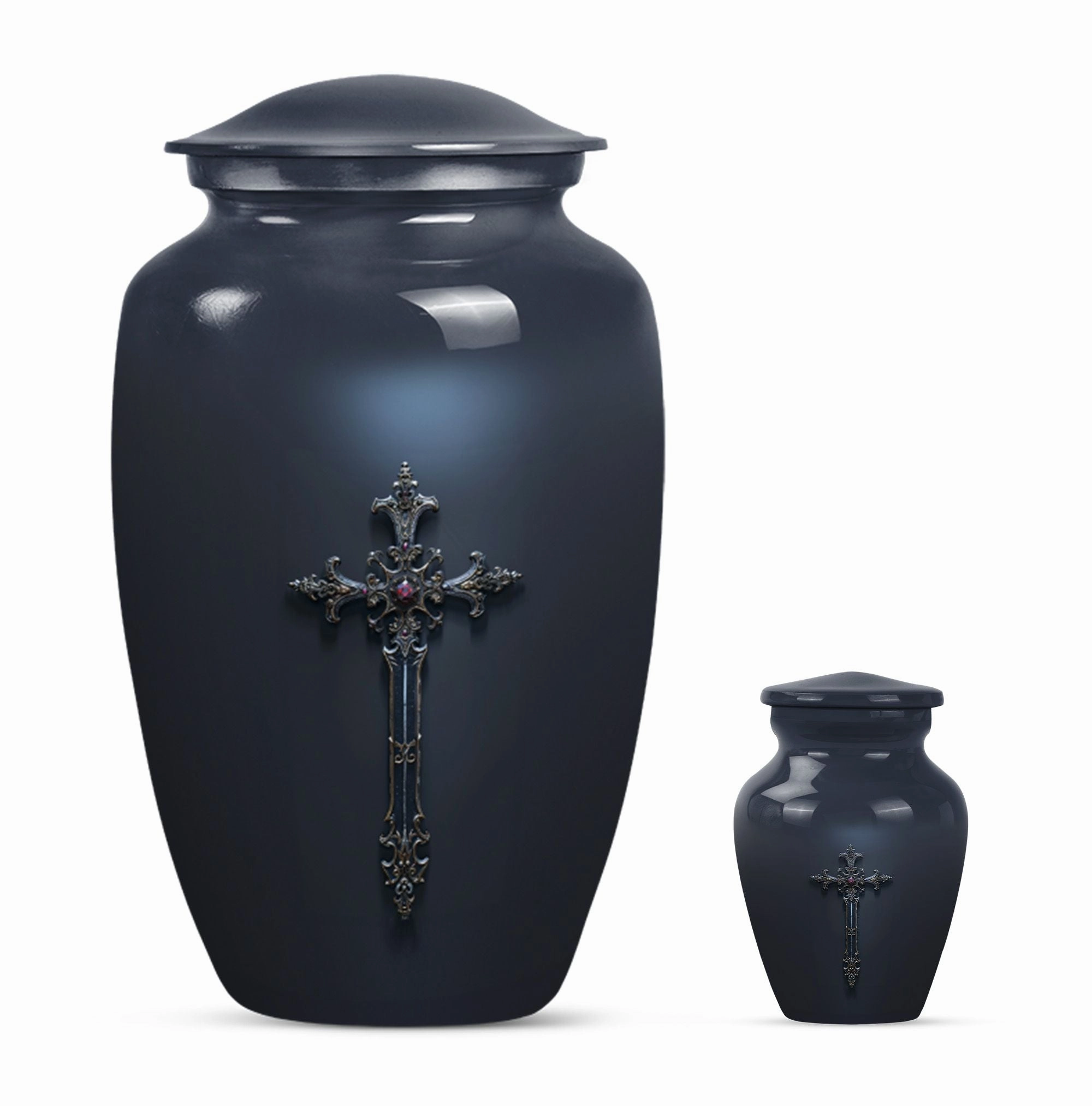 Cross and Men's Funeral Urn - Keepsake & Large Urn For Ashes
