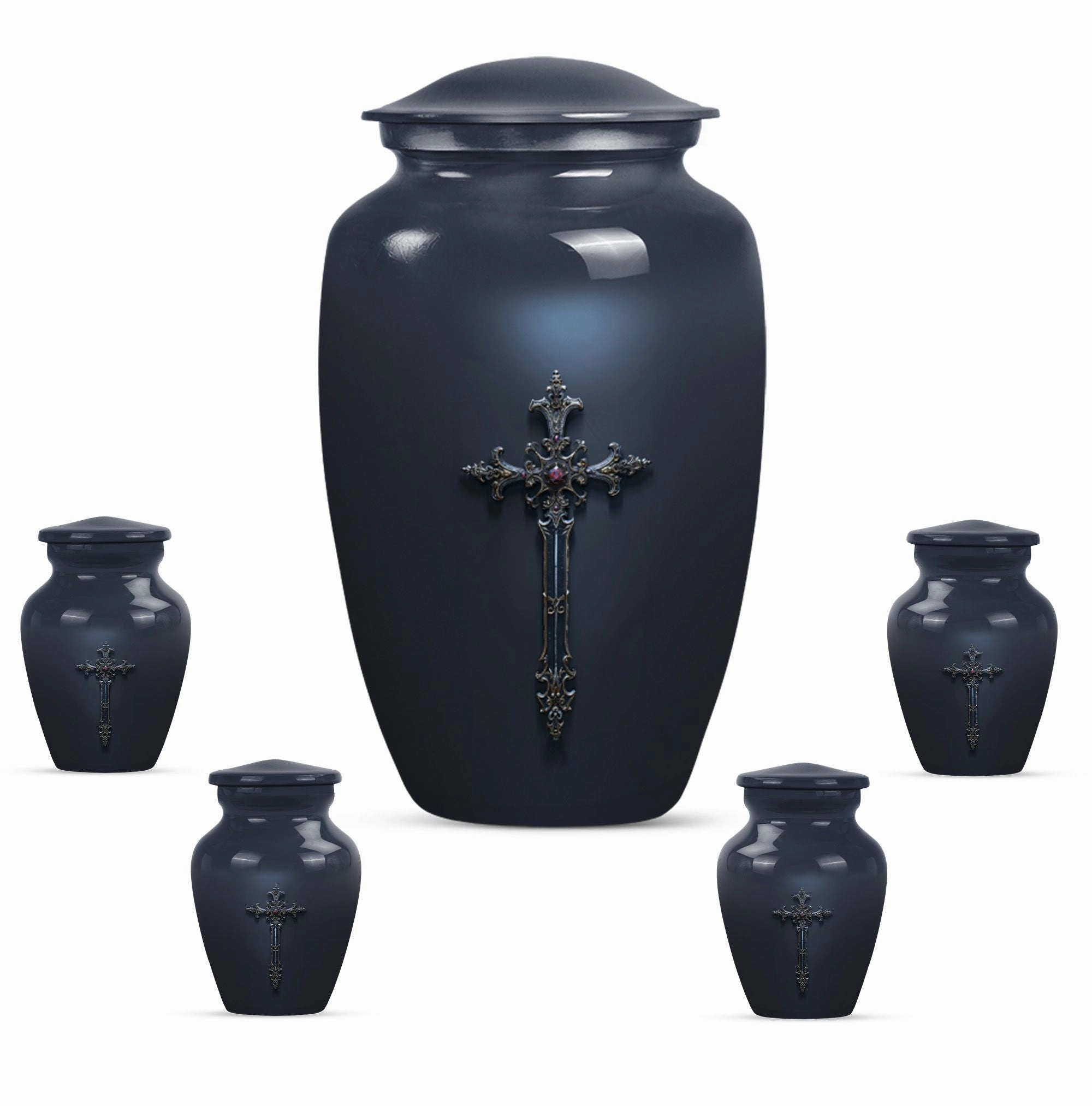 Cross and Men's Funeral Urn - Keepsake & Large Urn For Ashes