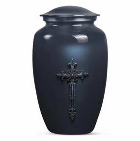 Cross and Men's Funeral Urn - Keepsake & Large Urn For Ashes