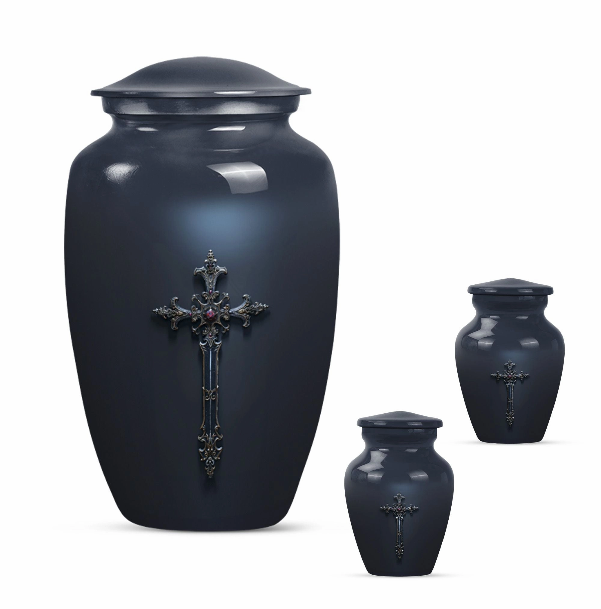 Cross and Men's Funeral Urn - Keepsake & Large Urn For Ashes