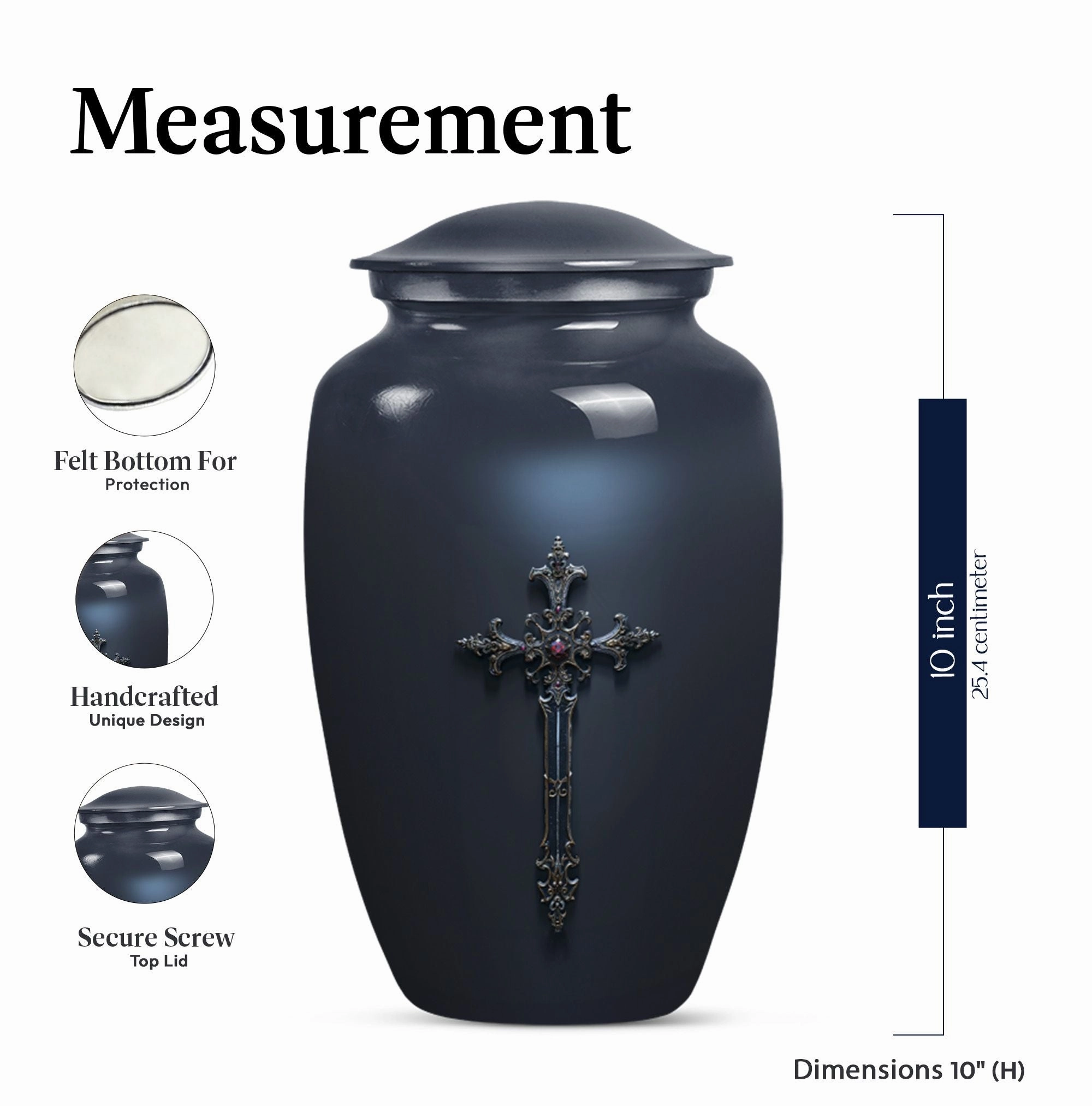 Cross and Men's Funeral Urn - Keepsake & Large Urn For Ashes