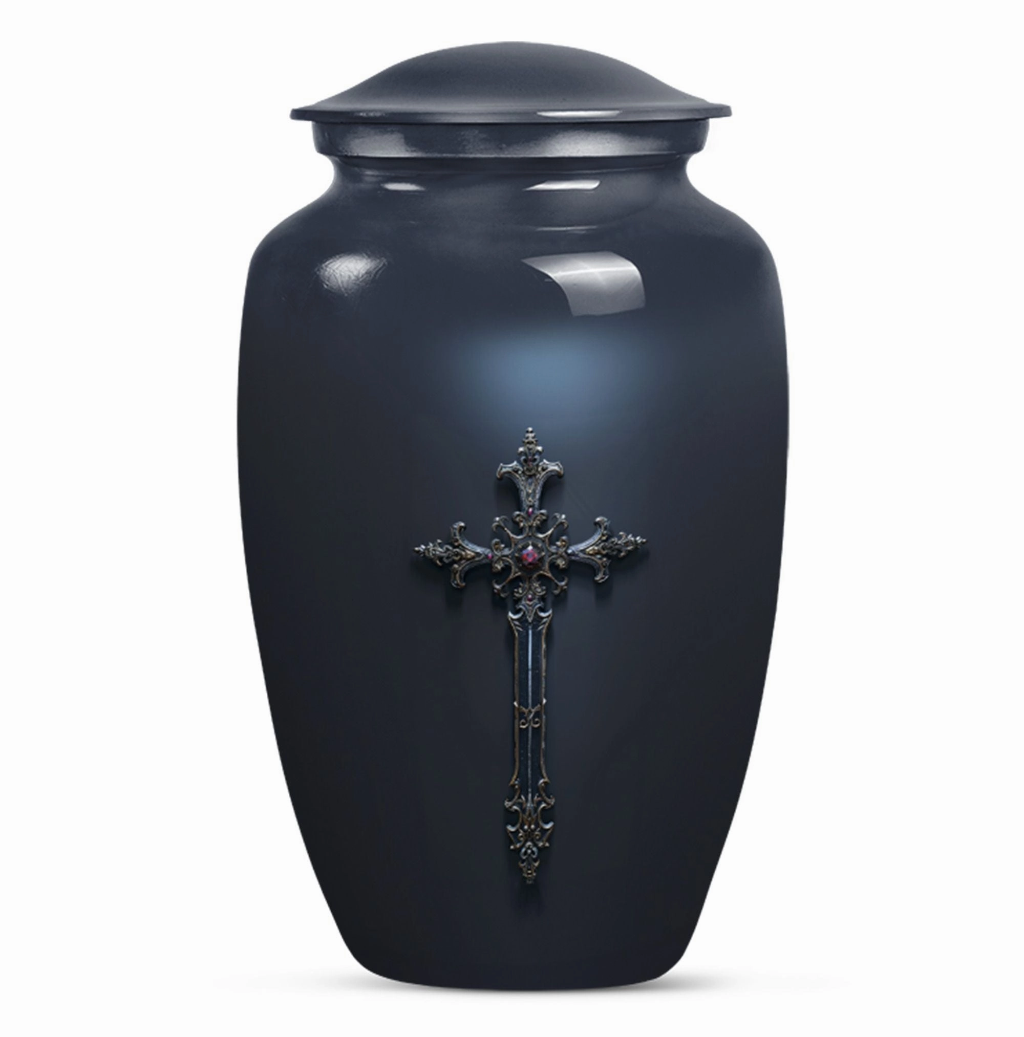 Cross and Men's Funeral Urn - Keepsake & Large Urn For Ashes
