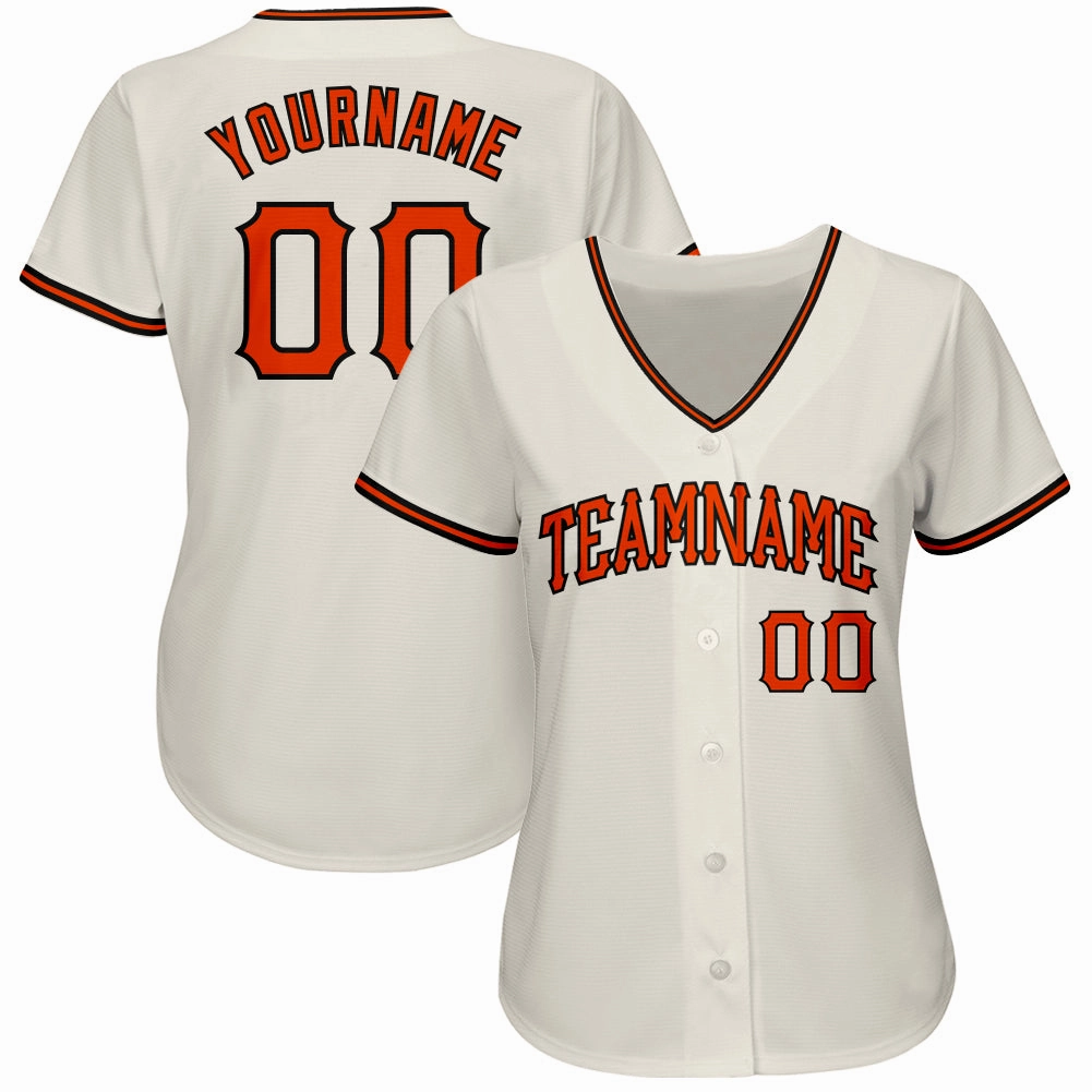Custom Cream Orange-Black Authentic Baseball Jersey