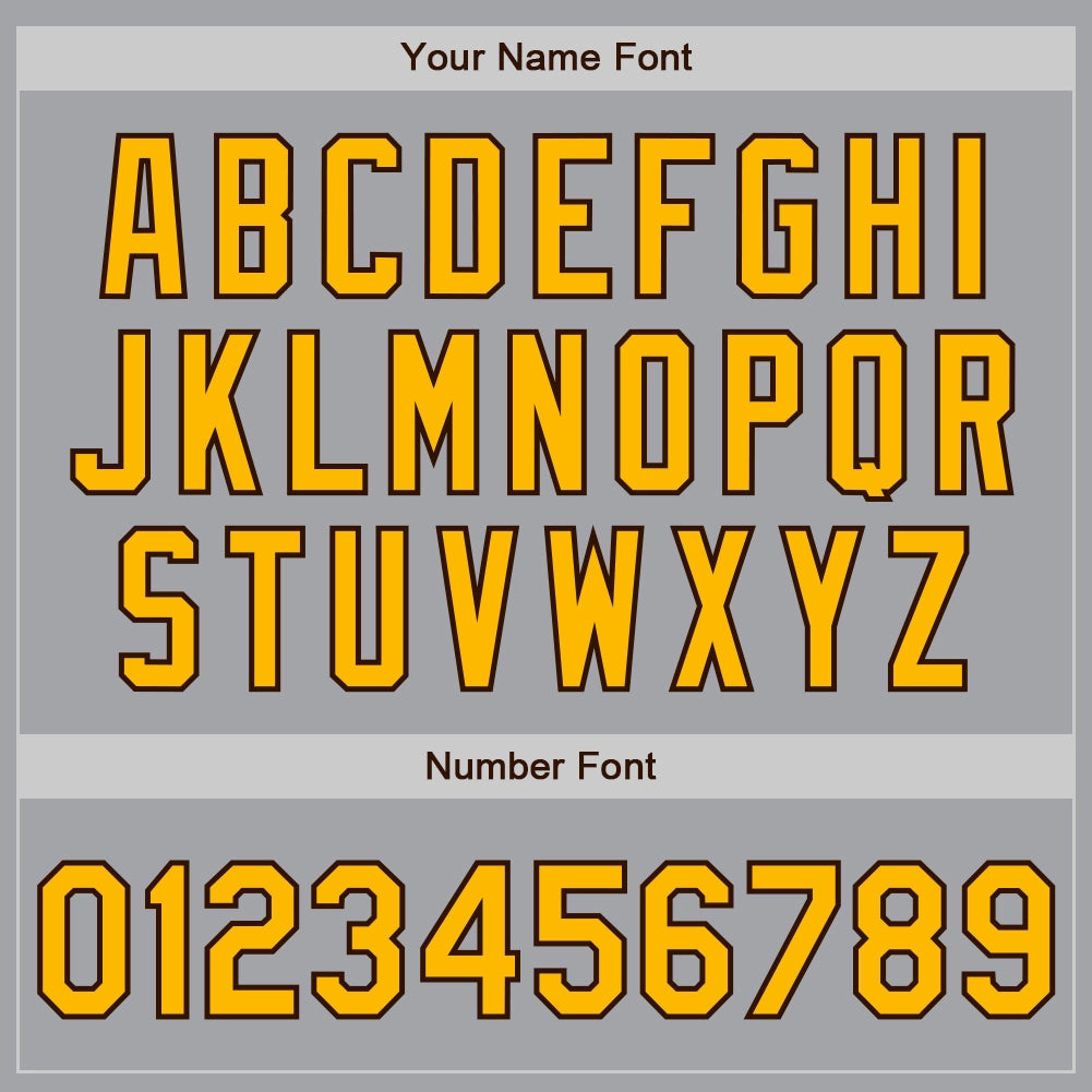 Custom Gray Gold-Brown 3 Colors Arm Shapes Authentic Baseball Jersey