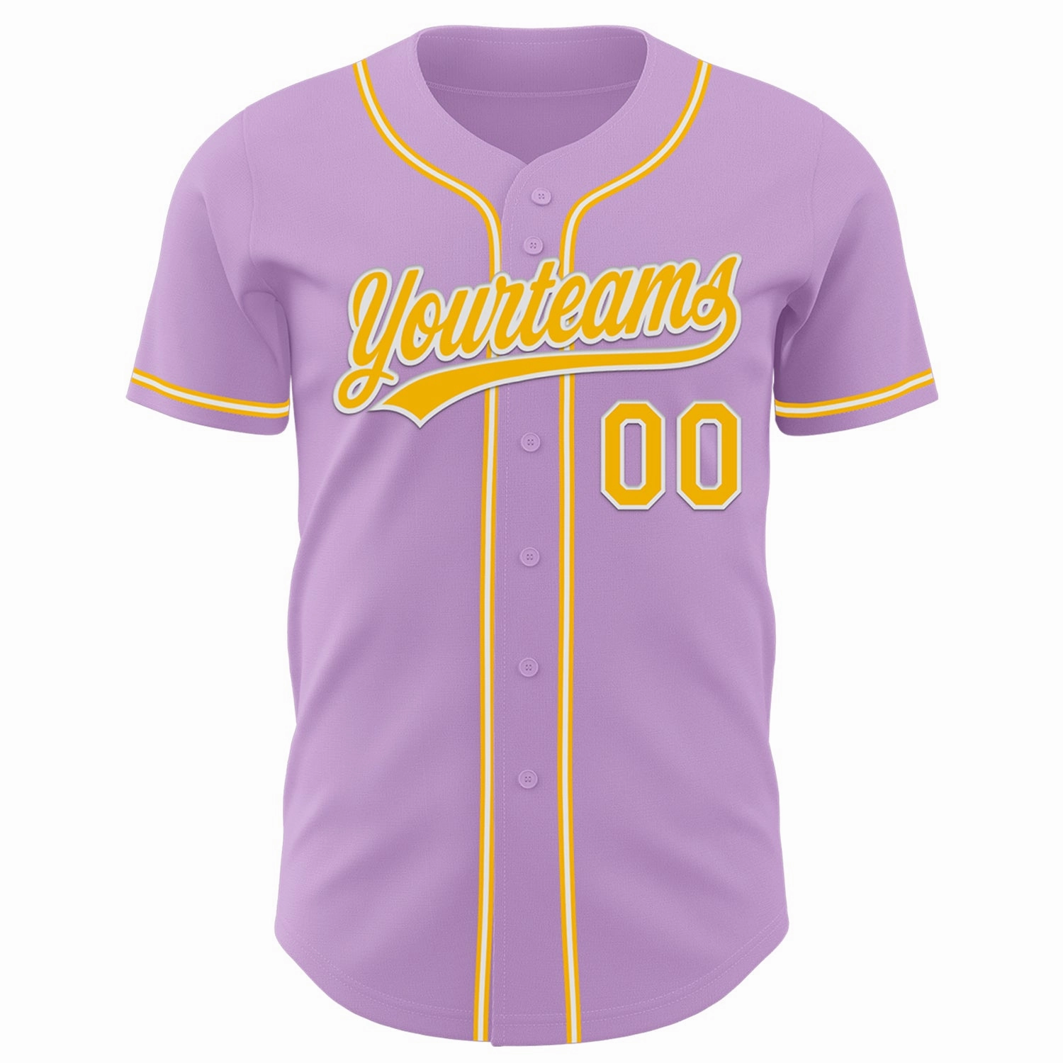 Custom Light Purple Gold-White Authentic Baseball Jersey