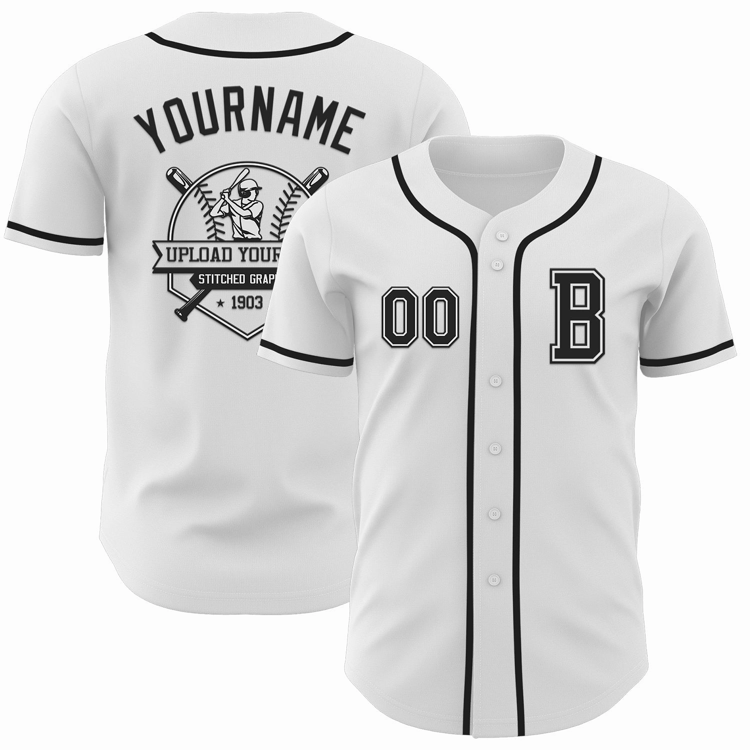Custom White Black Authentic Baseball Jersey