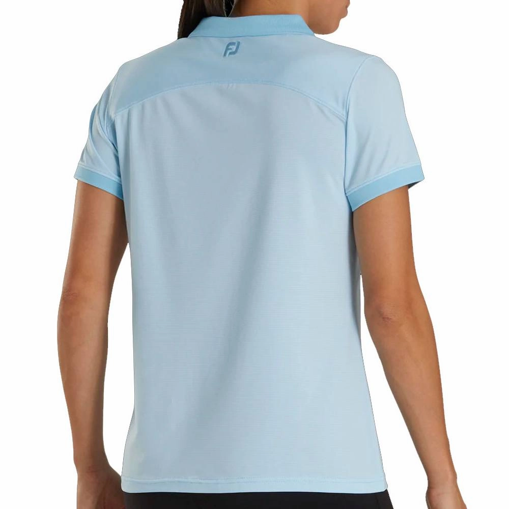 FootJoy End on End Open Collar Golf Polo Light Blue - SS21 Women