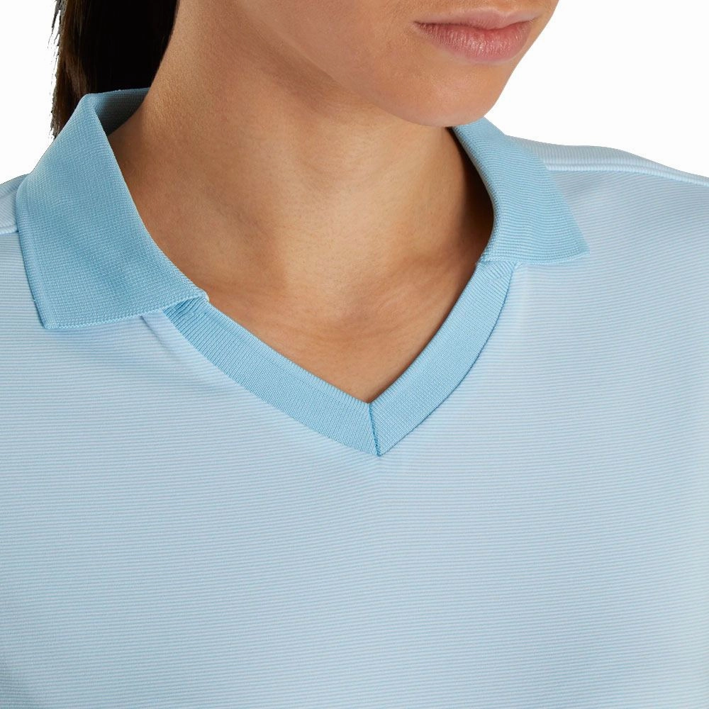 FootJoy End on End Open Collar Golf Polo Light Blue - SS21 Women