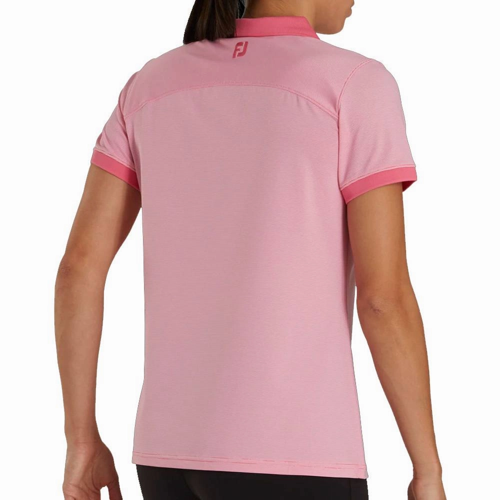 FootJoy End on End Open Collar Golf Polo Pink Azalea - SS21 Women