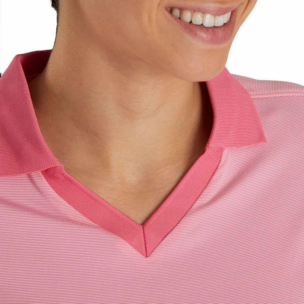FootJoy End on End Open Collar Golf Polo Pink Azalea - SS21 Women