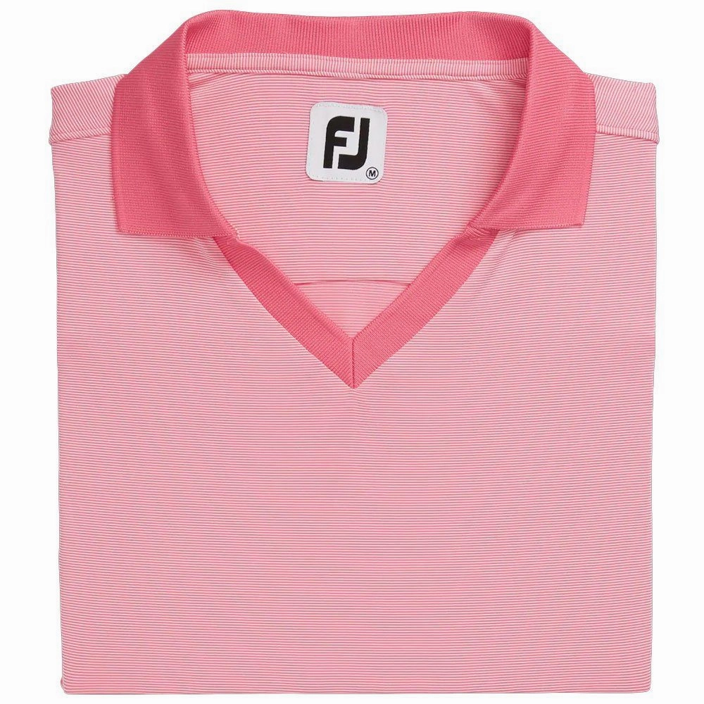 FootJoy End on End Open Collar Golf Polo Pink Azalea - SS21 Women