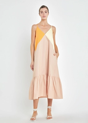 Francine Color Block Maxi Dress - Orange Multi