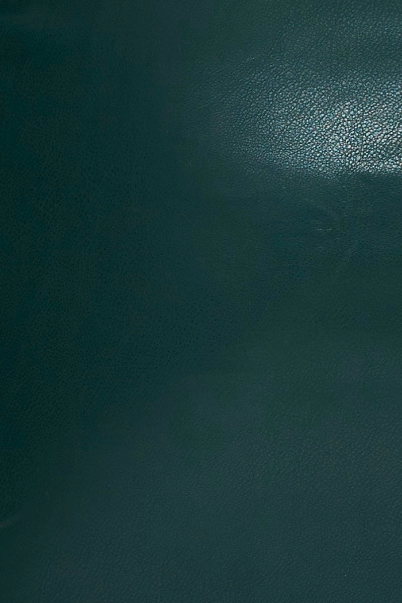 Green Faux Leather Belted Skirt