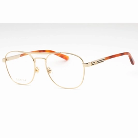 Gucci Men's Eyeglasses - Gold/Havana Aviator Full Rim Frame Clear Lens | GG1290O 002