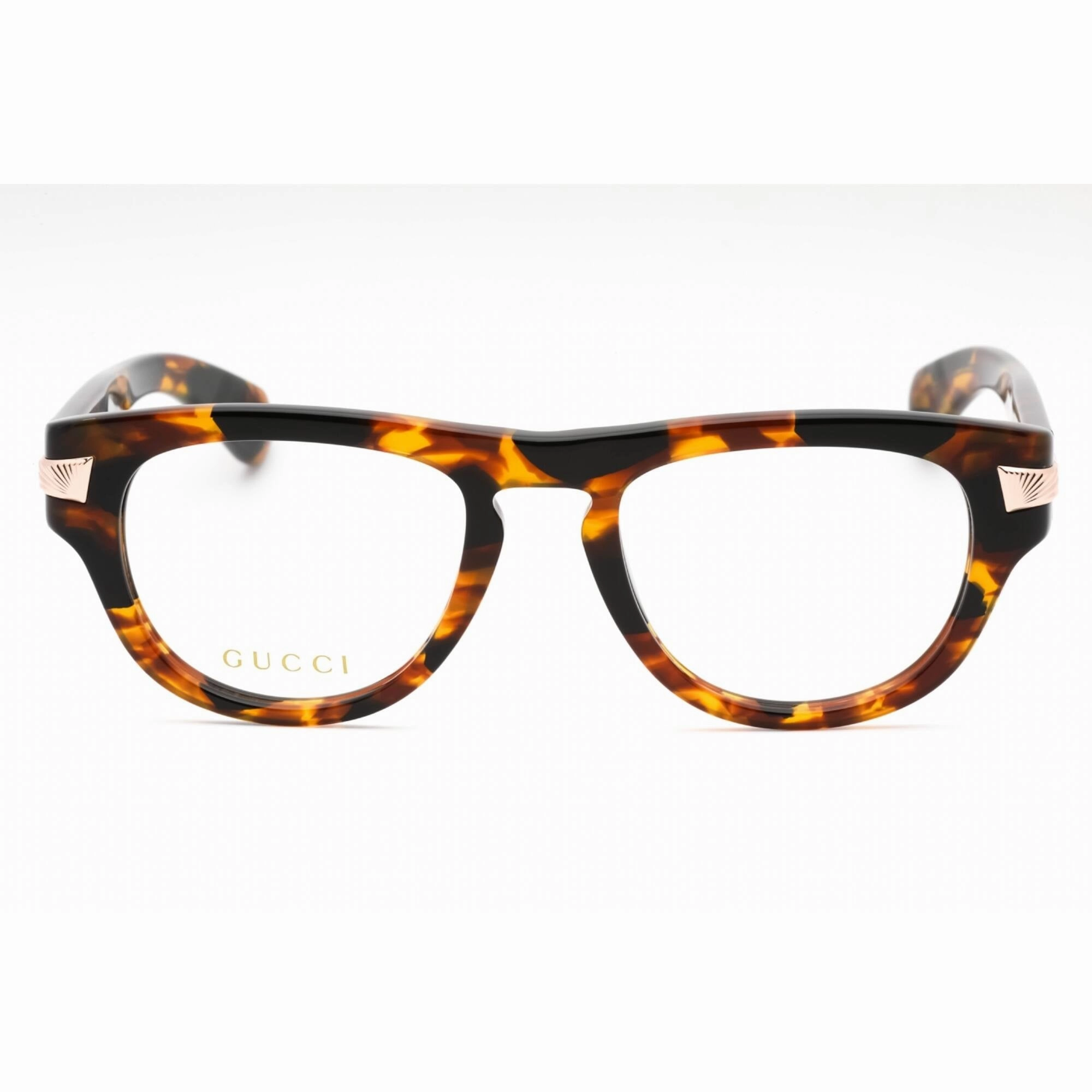 Gucci Men's Eyeglasses - Havana Plastic Oval Full Rim Frame Clear Lens | GG1519O 002