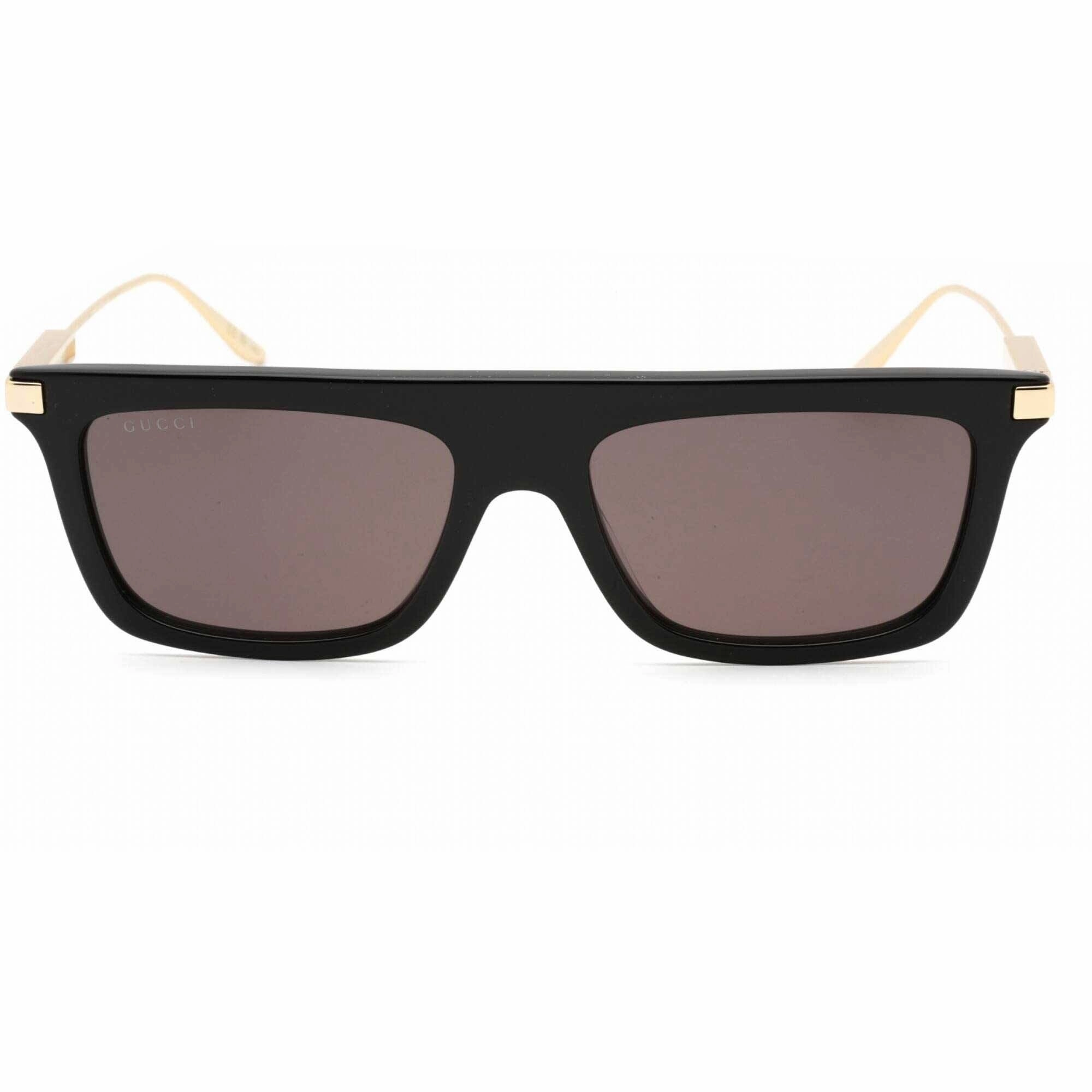 Gucci Men's Sunglasses - Black/Gold Rectangular Full Rim Plastic Frame | GG1437S 001