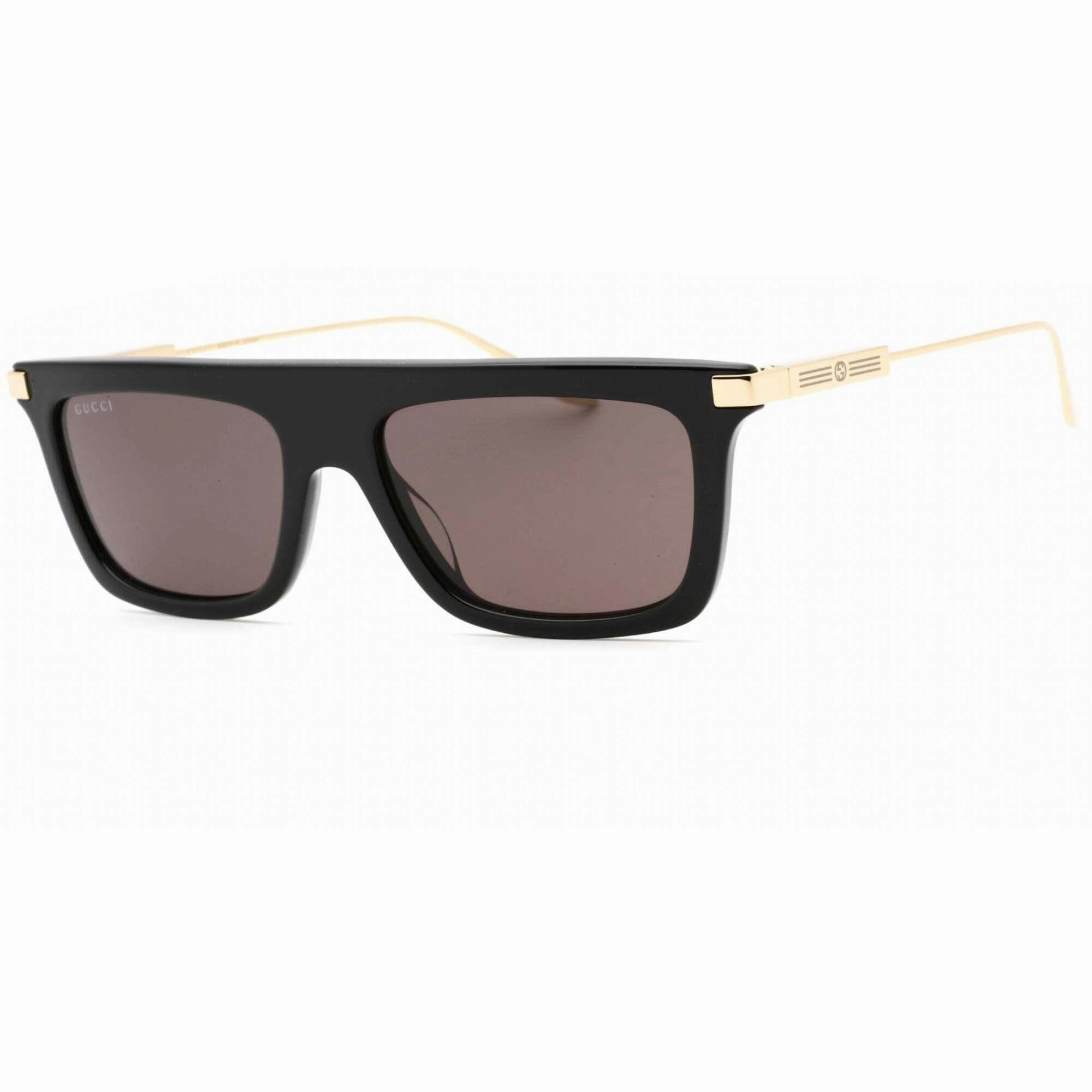 Gucci Men's Sunglasses - Black/Gold Rectangular Full Rim Plastic Frame | GG1437S 001
