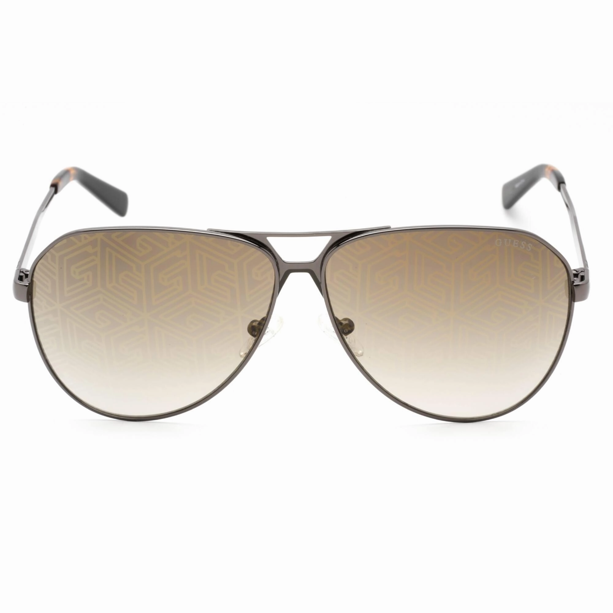 Guess Men's Sunglasses - Full Rim Shiny Gunmetal Metal Aviator Frame | GU00069 08F