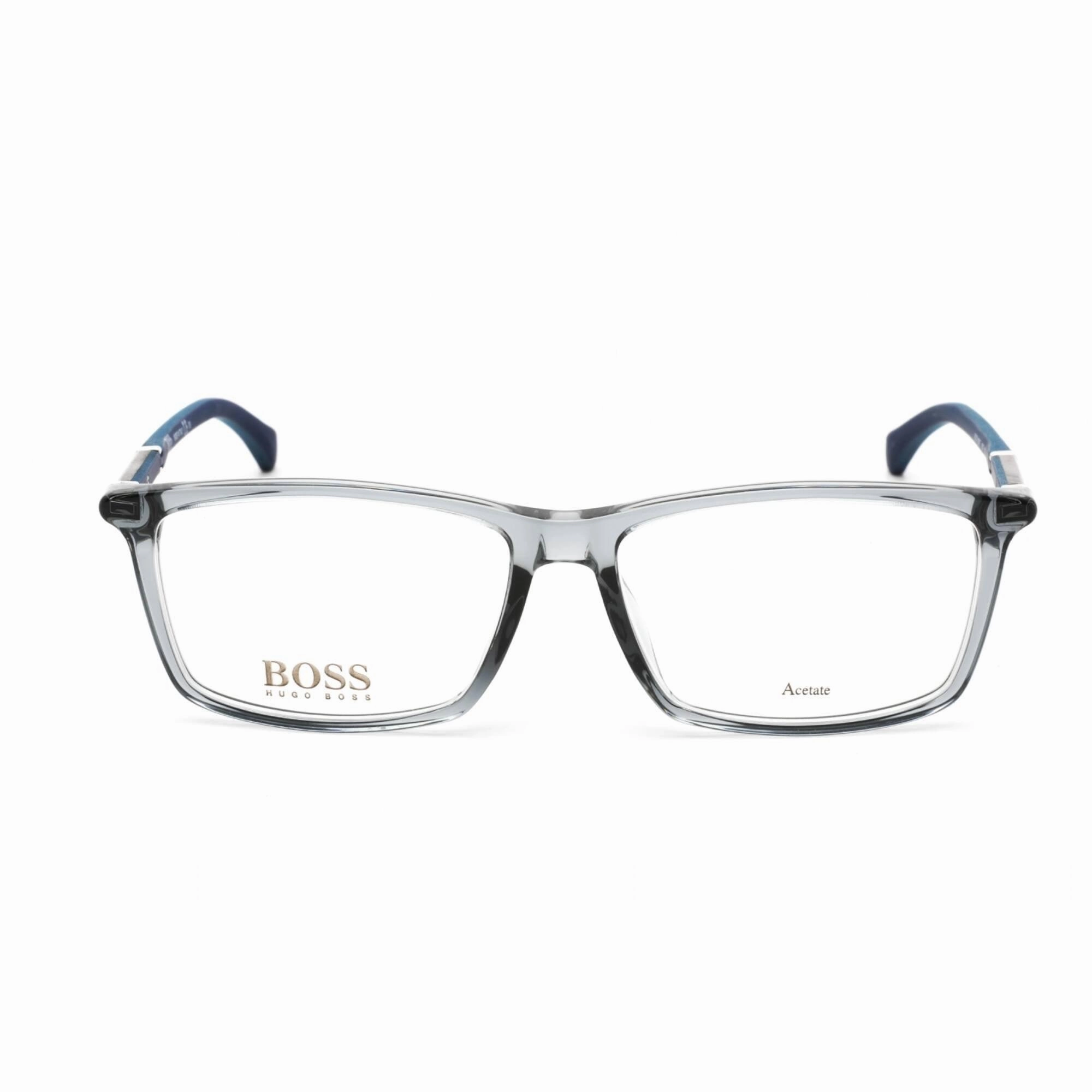Hugo Boss Men's Eyeglasses - Clear Lens Black Acetate Rectangular Frame | 1105/F PJP