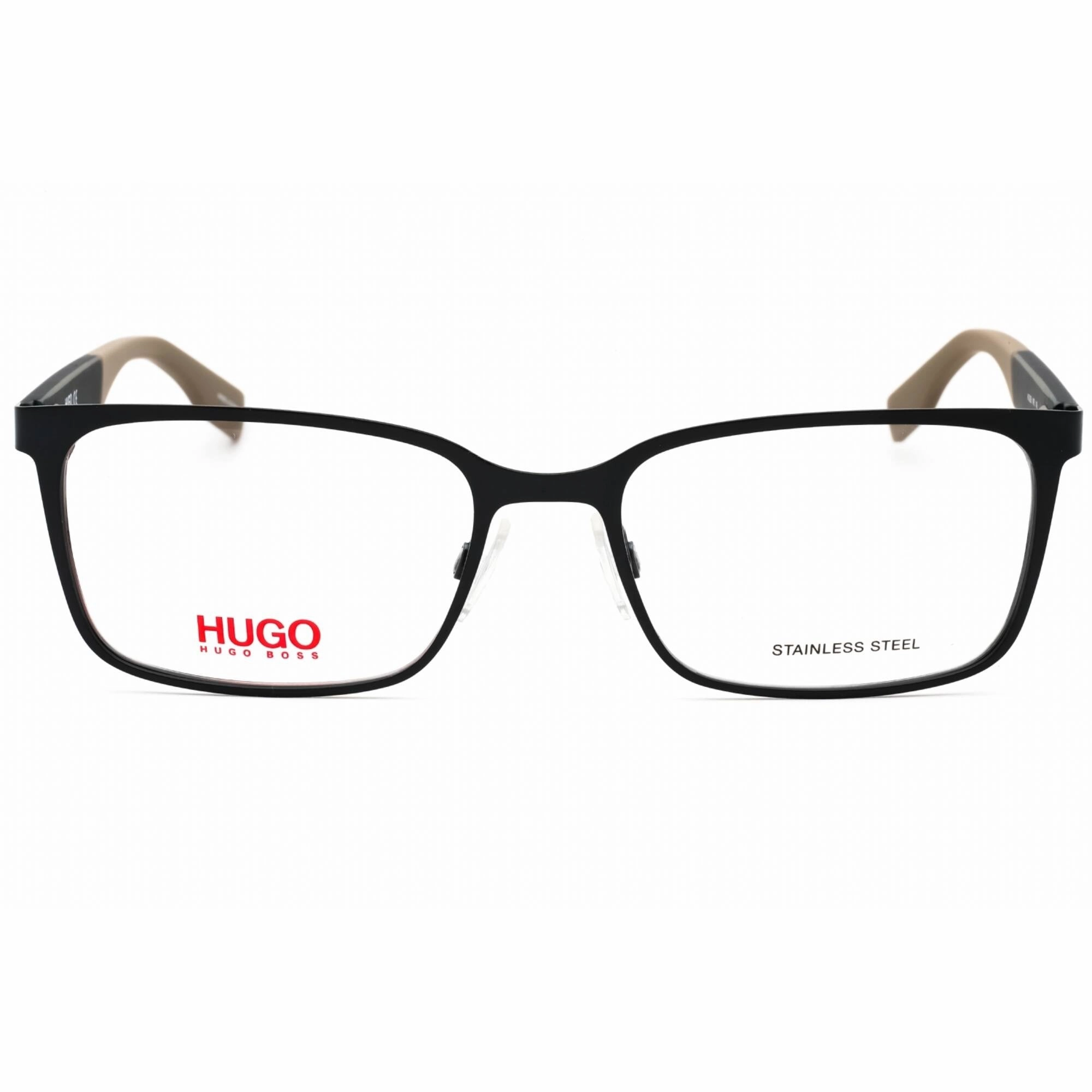 Hugo Men's Eyeglasses - Matte Blue Beige Metal Rectangular Full Rim | HG 0265 0NF0 00