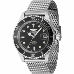 Invicta Men's Dive Watch - Pro Diver Automatic Black Dial Silver Tone Bracelet | 47720