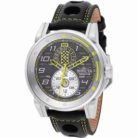 Invicta Men's Watch - Invicta Racing Silver Case Black and Red Leather Strap | 47534