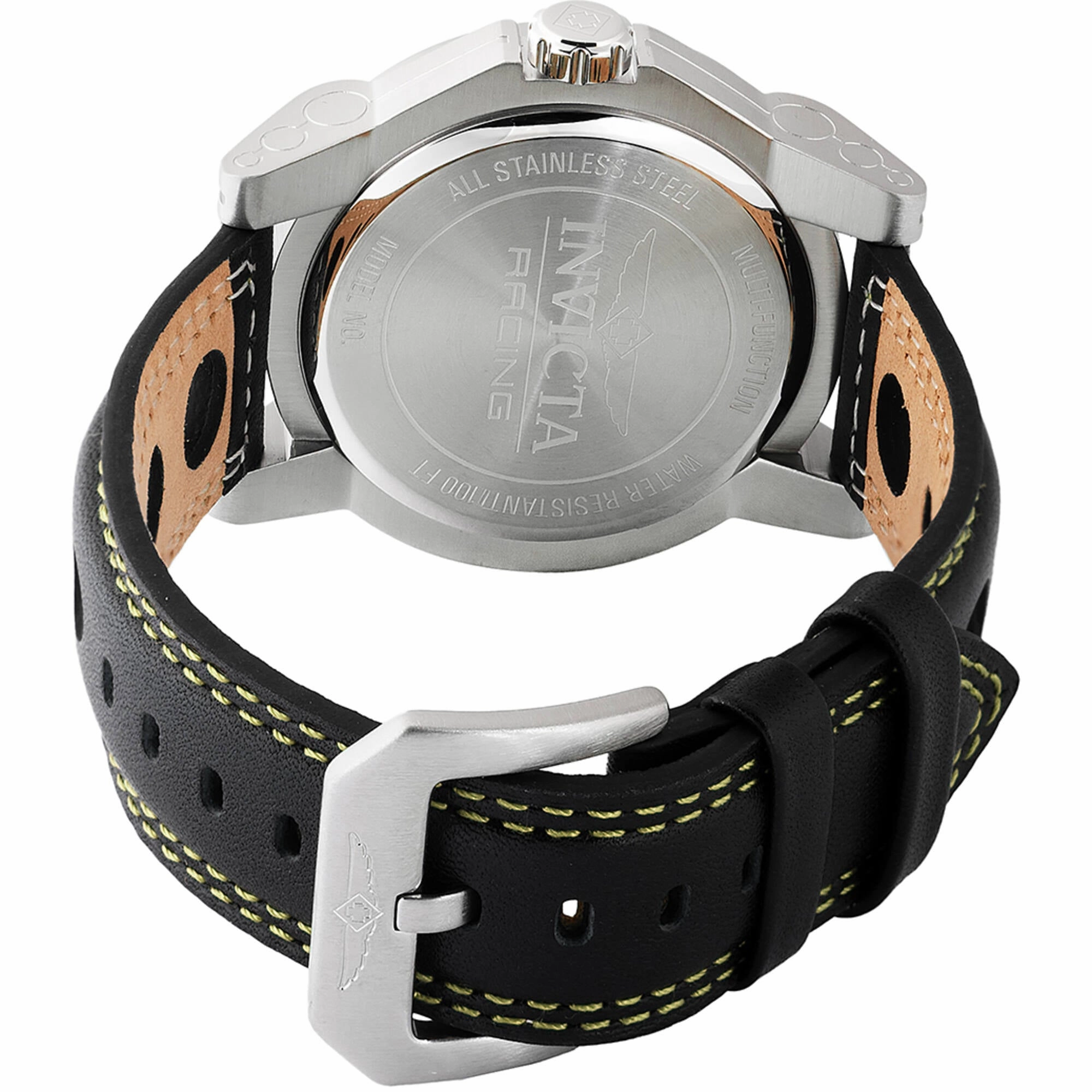 Invicta Men's Watch - Invicta Racing Silver Case Black and Red Leather Strap | 47534