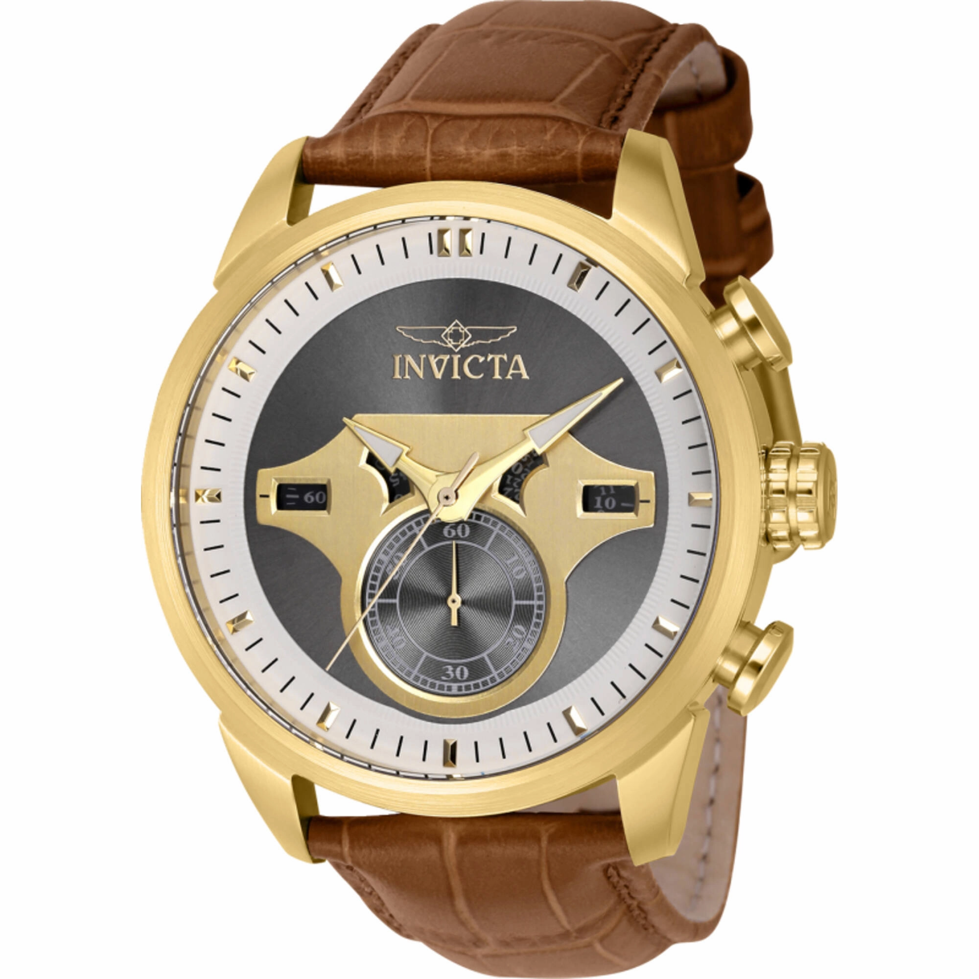 Invicta Men's Watch - Objet D Art Quartz Chronograph Light Brown Leather Strap | 43614