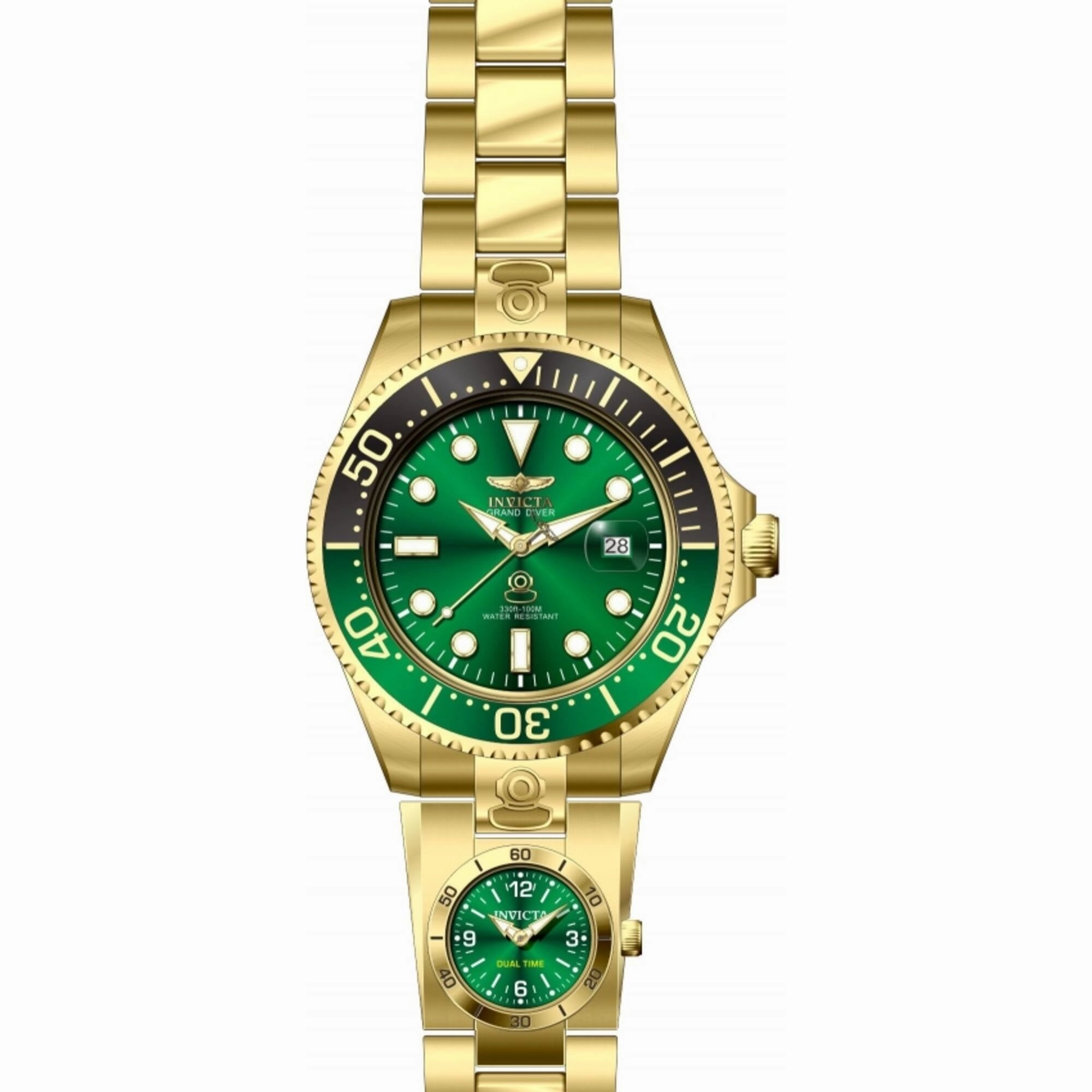 Invicta Men's Watch - Pro Diver Dual Time Automatic Green Dial Bracelet | 45818