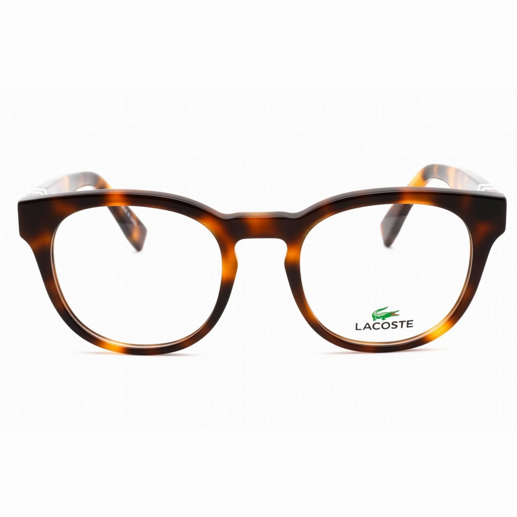 Lacoste Men's Eyeglasses - Full Rim Clear Lens Havana Plastic Round Frame | L2904 240