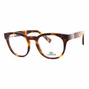 Lacoste Men's Eyeglasses - Full Rim Clear Lens Havana Plastic Round Frame | L2904 240