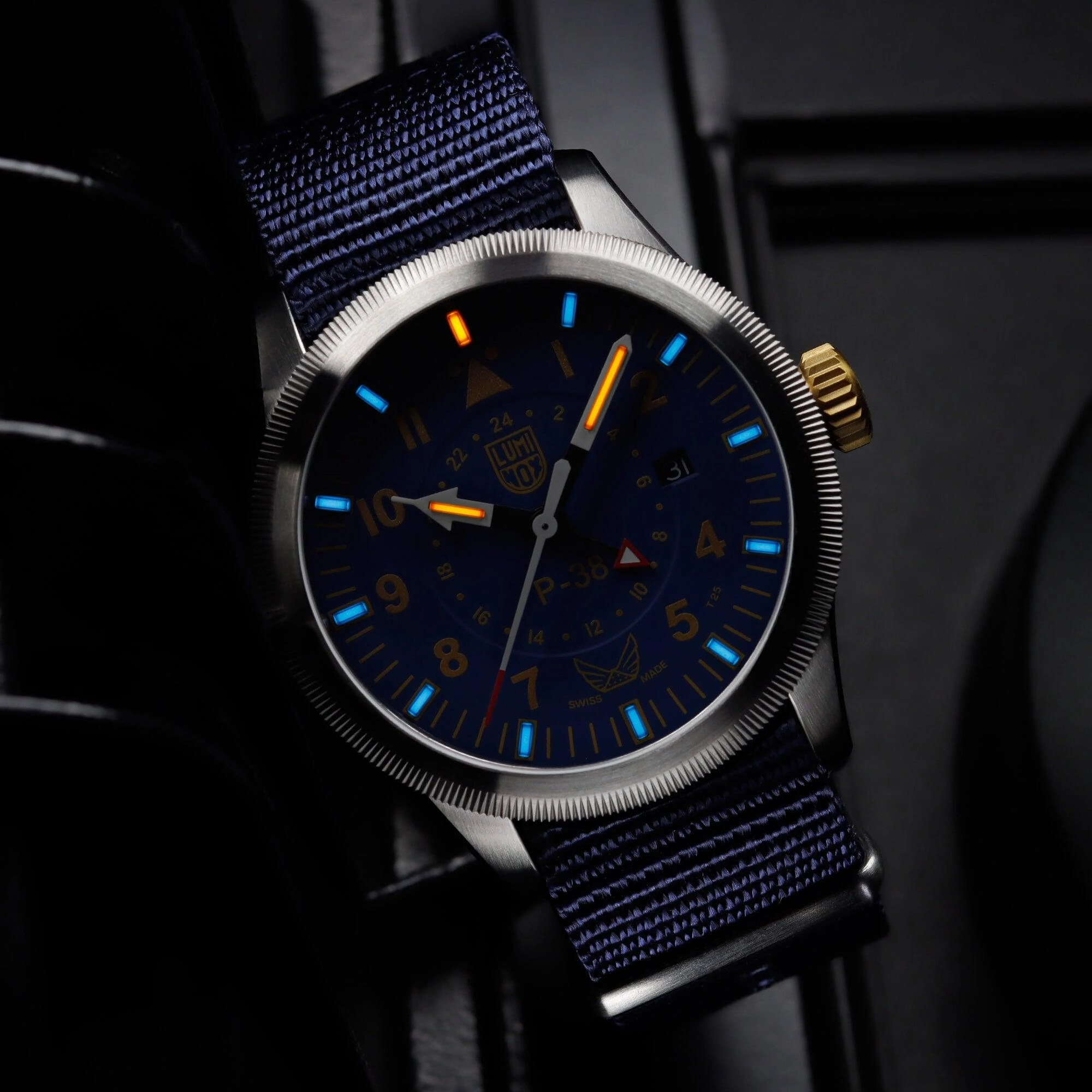 Luminox Men's Watch - Volition America P-38 Lightning Blue Dial Strap | XA.9521.VOL