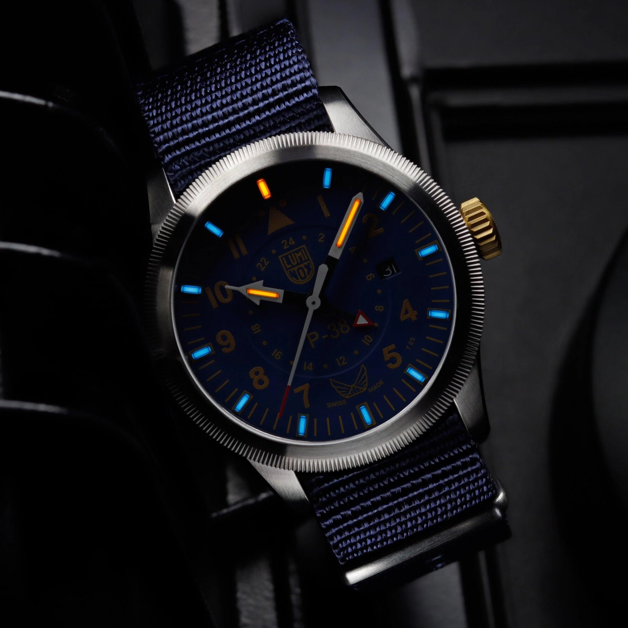 Luminox Men's Watch - Volition America P-38 Lightning Blue Dial Strap | XA.9521.VOL