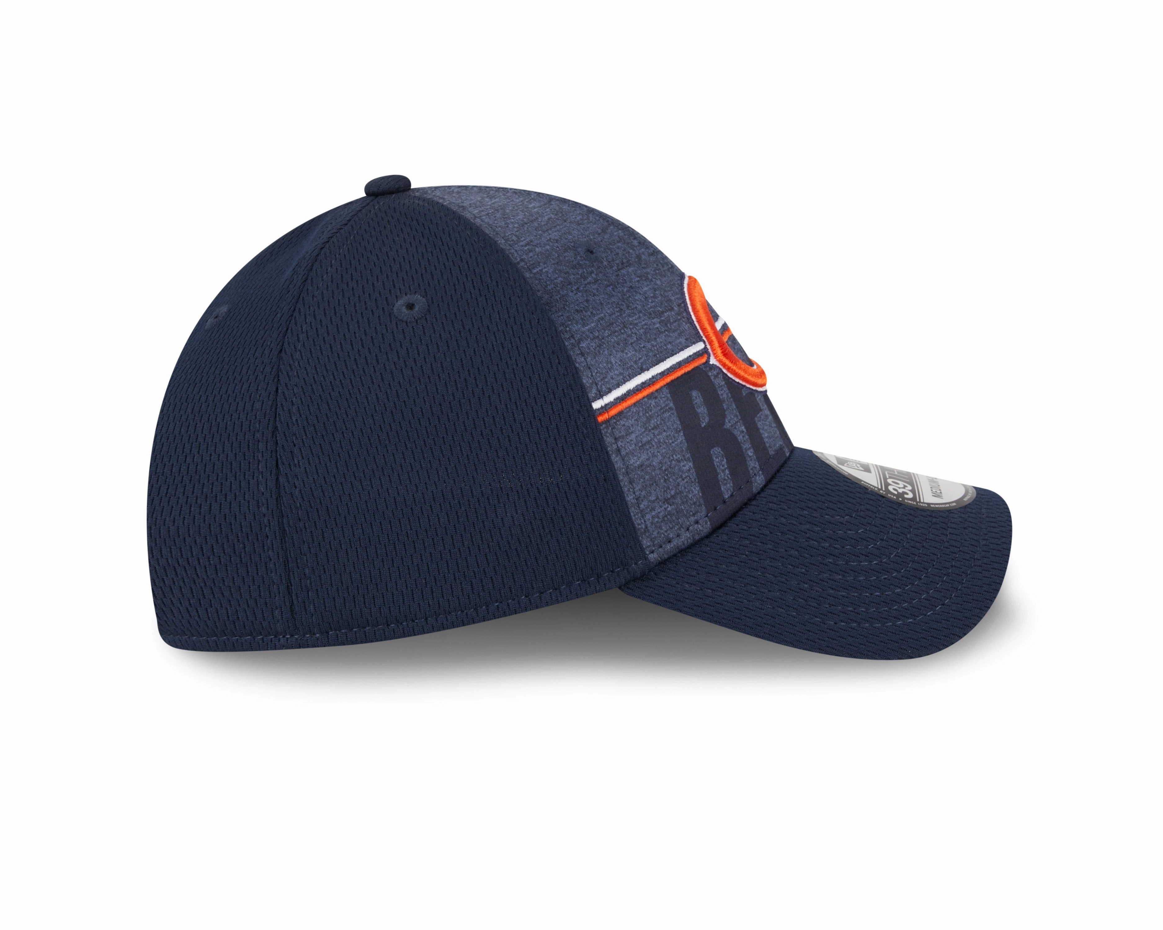 Men's Chicago Bears New Era NFL 2023 Training Camp Navy Primary Logo 39THIRTY Flex Fit Hat